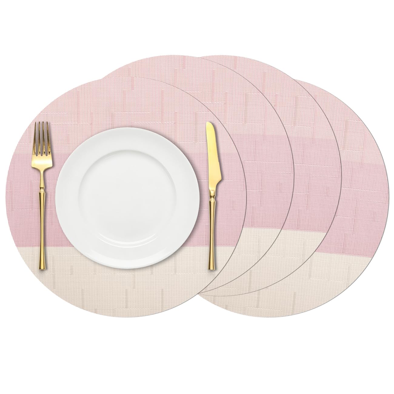 Chitomars Round Placemats Set of 4, 15 Inch Vinyl Heat Resistant Place Mats