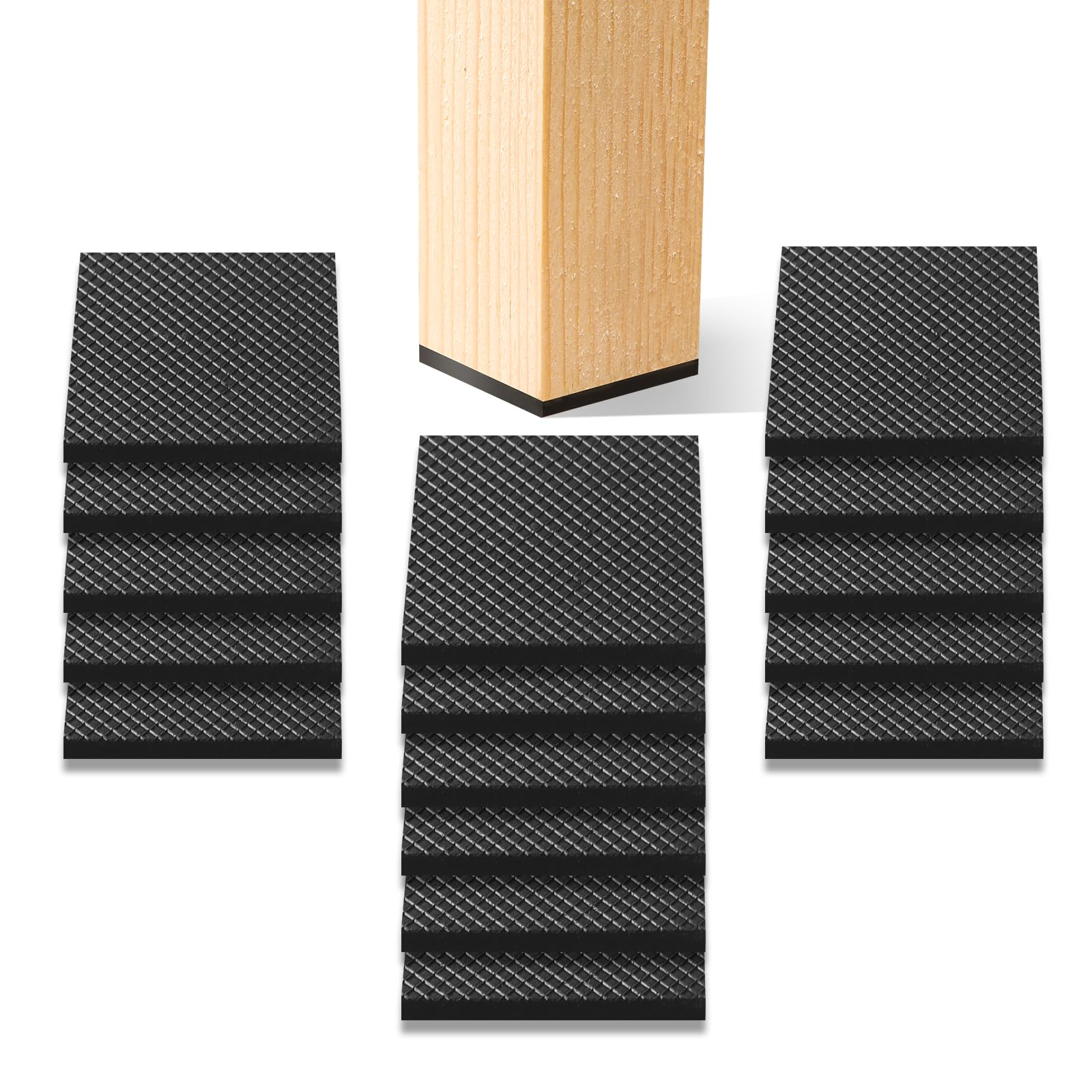 CHUNZEXI Non Slip Rubber Furniture Pads & Grippers, Self Adhesive Round Floor Protectors for Chair & Table Legs and Feet, 2 Inch, 16 Pack, Square