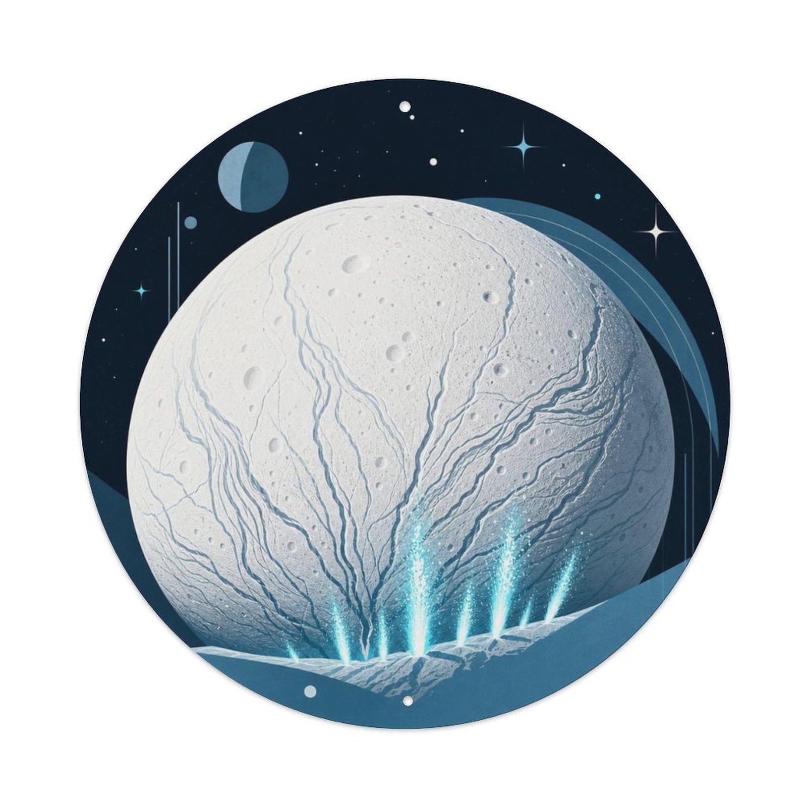 Okngb Style Night Sky Enceladus Saturn Moon Astronomy Chart Survey Metal Tin Sign Plaque Wall Decor For Cafe, Man Cave, Club Bar, Office, Home Garden Round Metal Poster 8X8inch