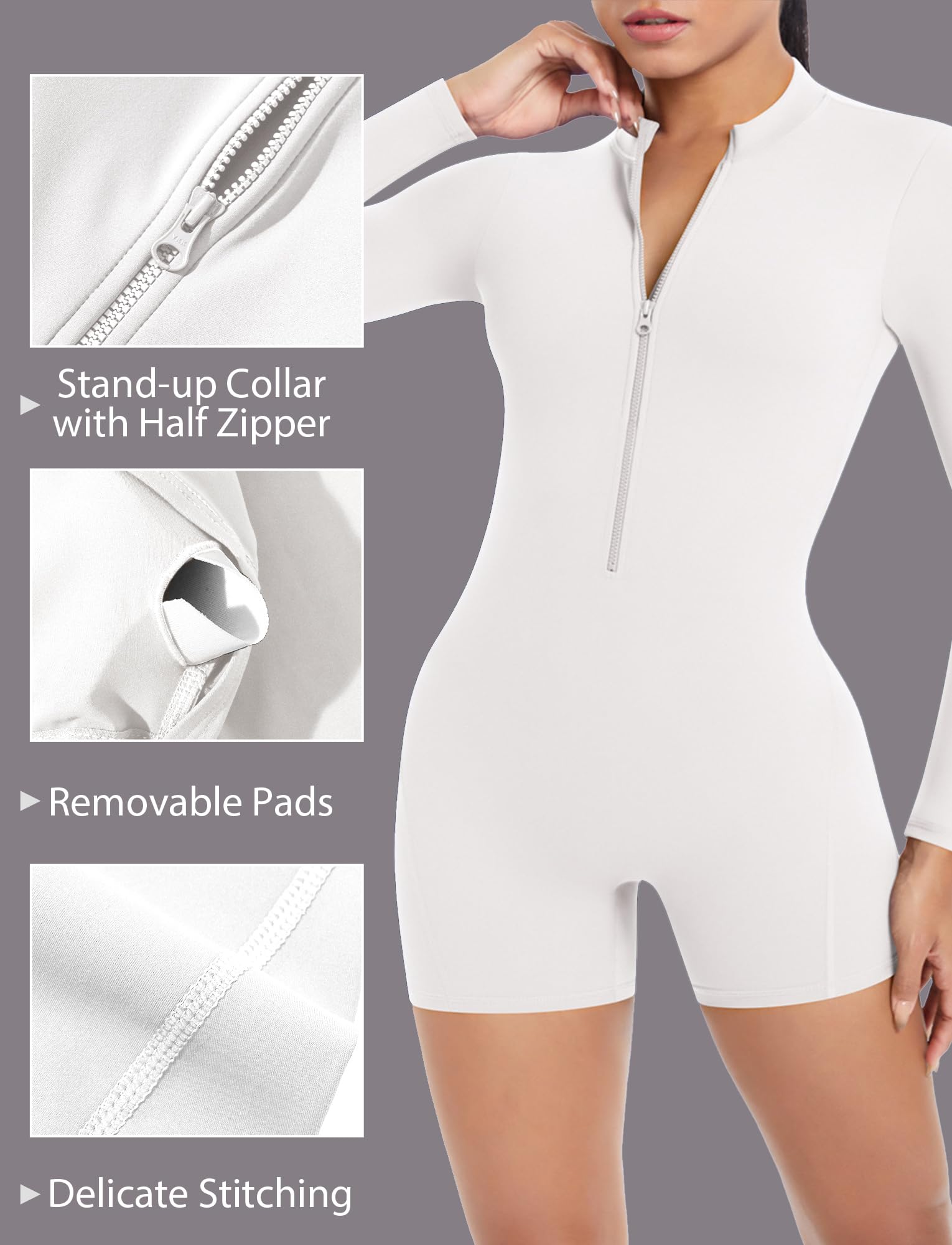 FEOYA Combinaison courte pour femme - Combinaison de sport dos nu - Grenouillère rembourrée - Pour entraînement, yoga, gym