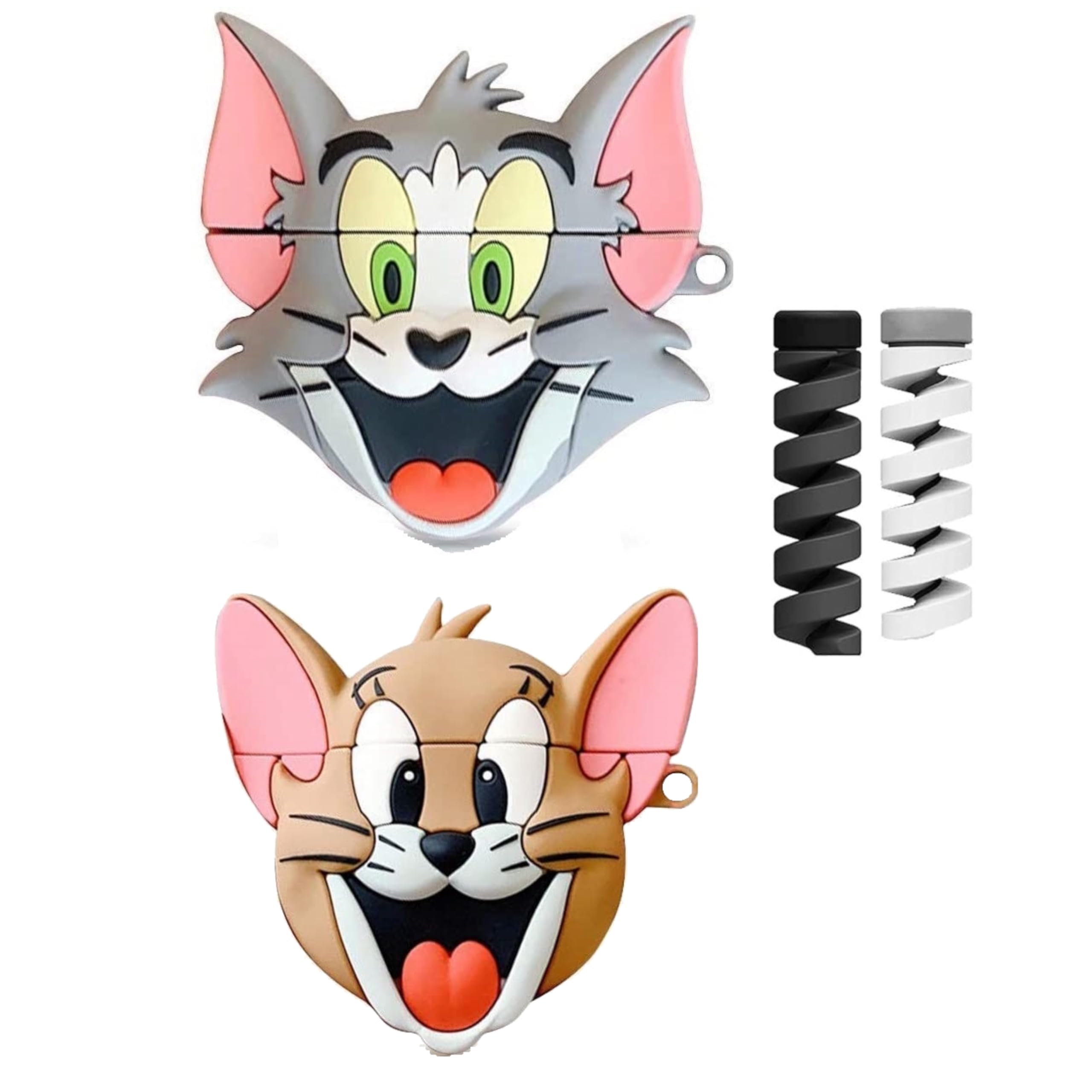 Like Star (2024) Cartoon Design Case Cover for Apple AirPods Pro/Pro2, 360° Full-Body Protective Case Shockproof with Keychain Skin Protector Cover for Men and Women (TOM&JERRY) With (Cable Protector)-image-10