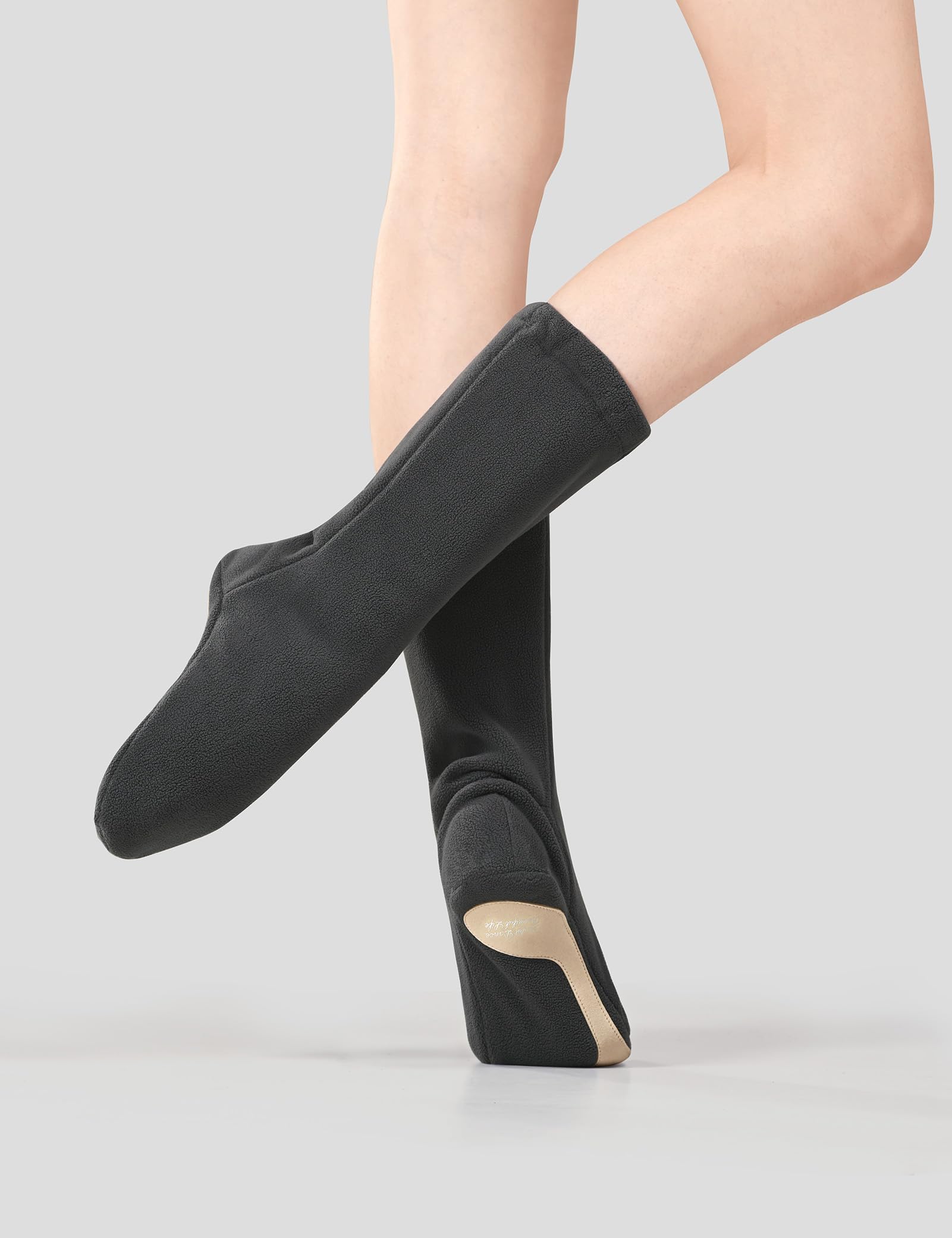 Lovdaswi Girls Warm Velvet Dance Shoes Ballet Dance Stocking Booties Dark Gray