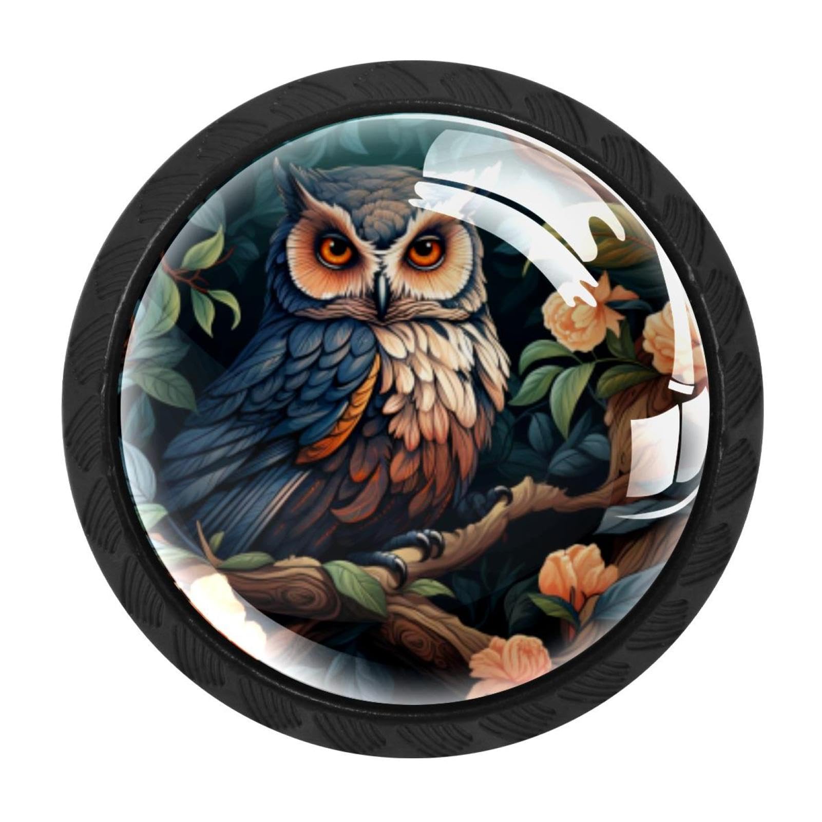 CHENZZZZ 4 Pieces Owl Drawer Knobs, 35mm Black Cabinet Knobs, Drawer Pulls and Knobs, Dresser Drawer Knobs, Cabinet Hardware Kitchen Cabinet Knobs