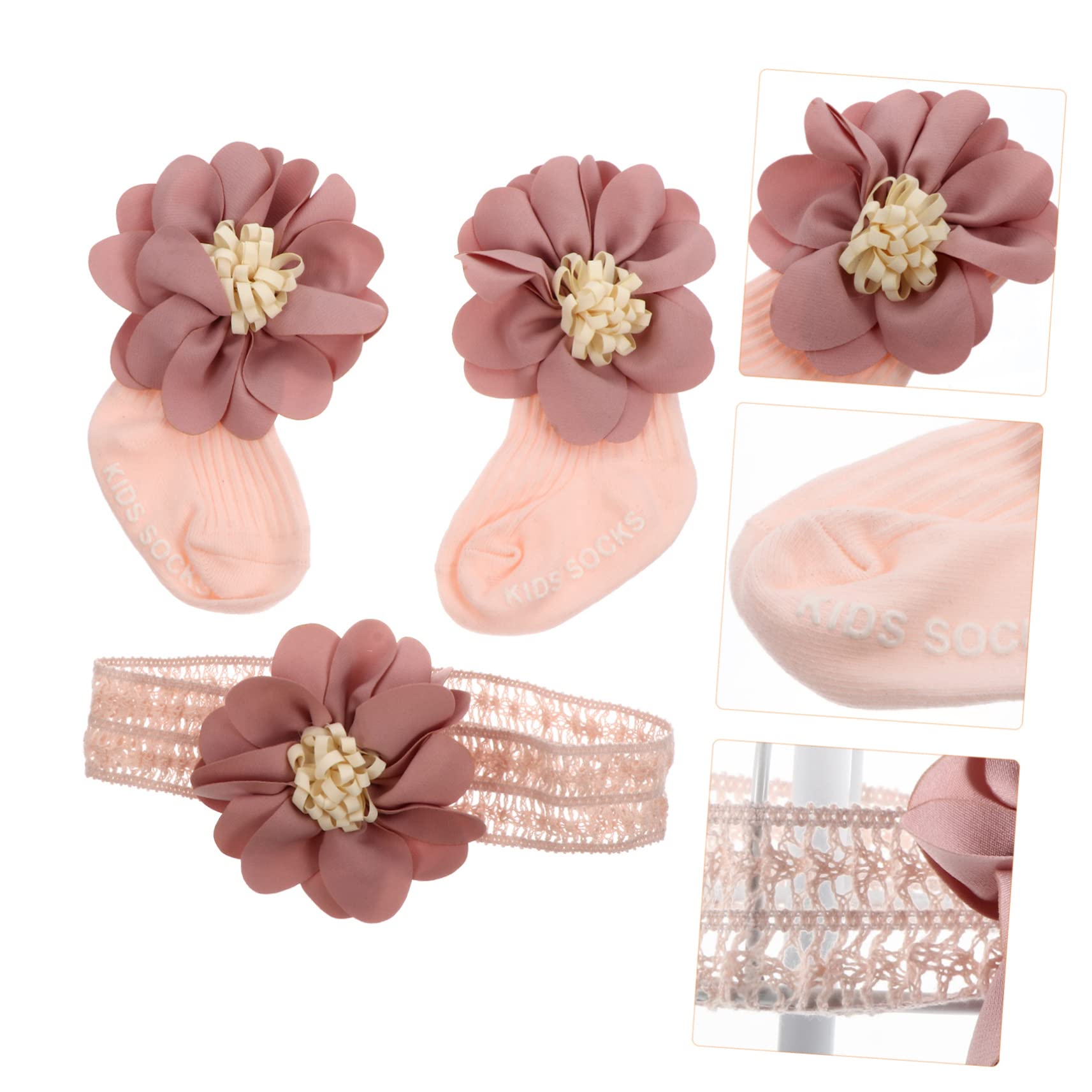 IWOWHERO Baby's First Month Present Newborn Headband Socks Fashionable Adorable Set