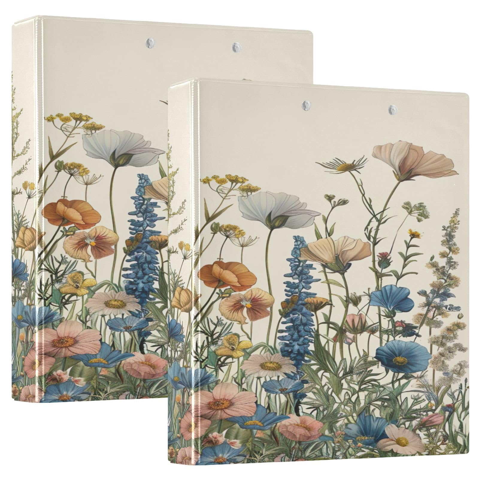 Lot de 2 classeurs à 3 anneaux de 3,8 cm avec clip en métal, buissons à ressort, ronds décoratifs, taille lettre, pour la maison et le bureau