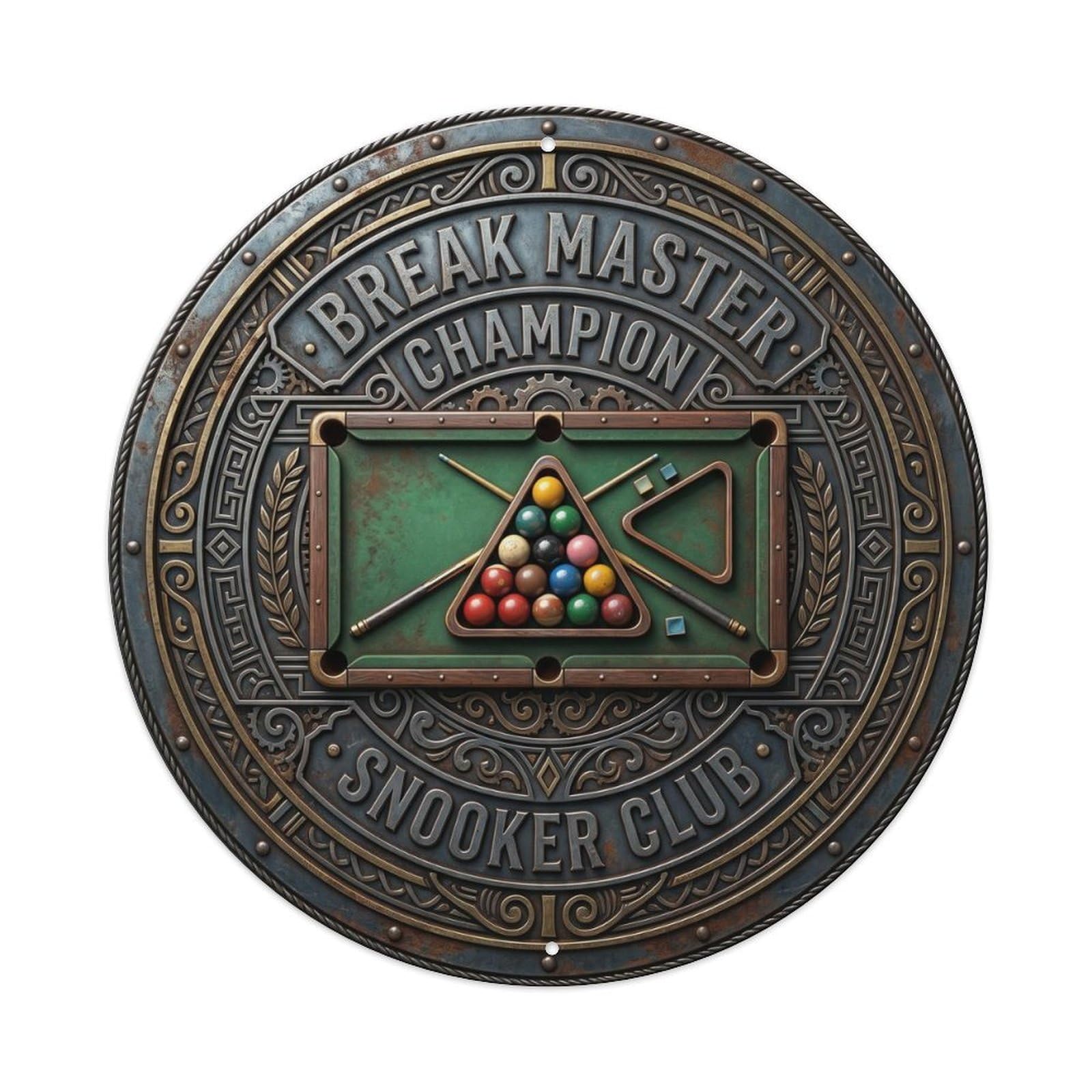 Cwbufd Vintage Style Break Master Champion Snooker Club Vintage Metal Tin Sign Plaque Wall Decor For Cafe, Club Bar, Office, Garden Metal Poster 8X8inch