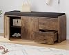 LVB Entryway Shoe Bench, Rustic Storage Bench with Cushioned Seat, Long Hidden Shoe Organizer Bench with 2 Drawers, Industrial Wooden Shoe Benchs in Hallway Living Room Bedroom, Rustic Brown, 100 CM