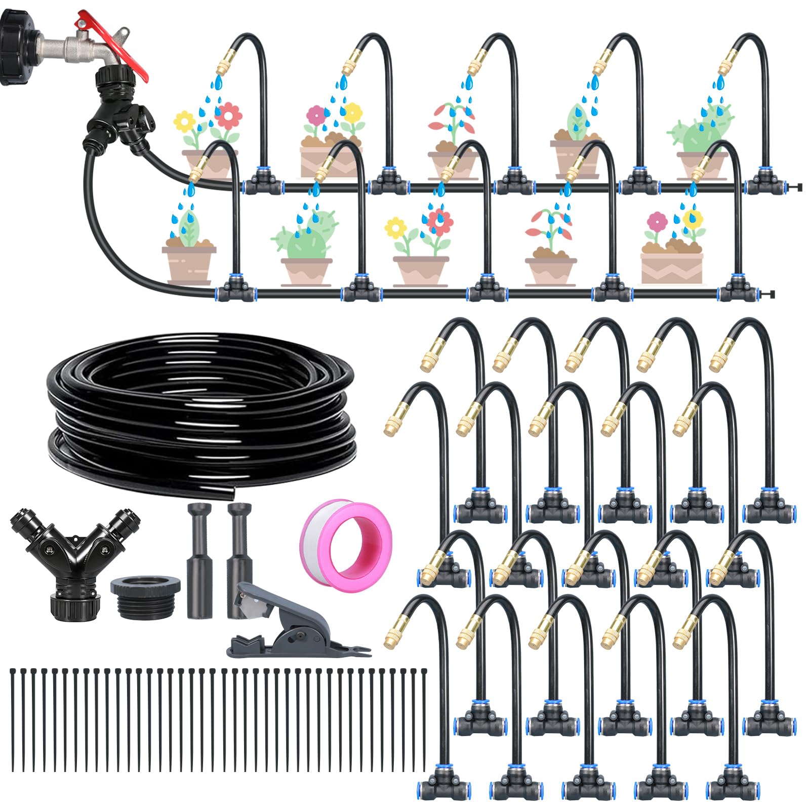 ACESOME - Sistema di irrigazione da giardino, 10 m, set di irrigazione automatico, tubi di irrigazione da giardino, irrigazione a goccia, micro drip per piante in vaso, aiuola rialzata, terrazza