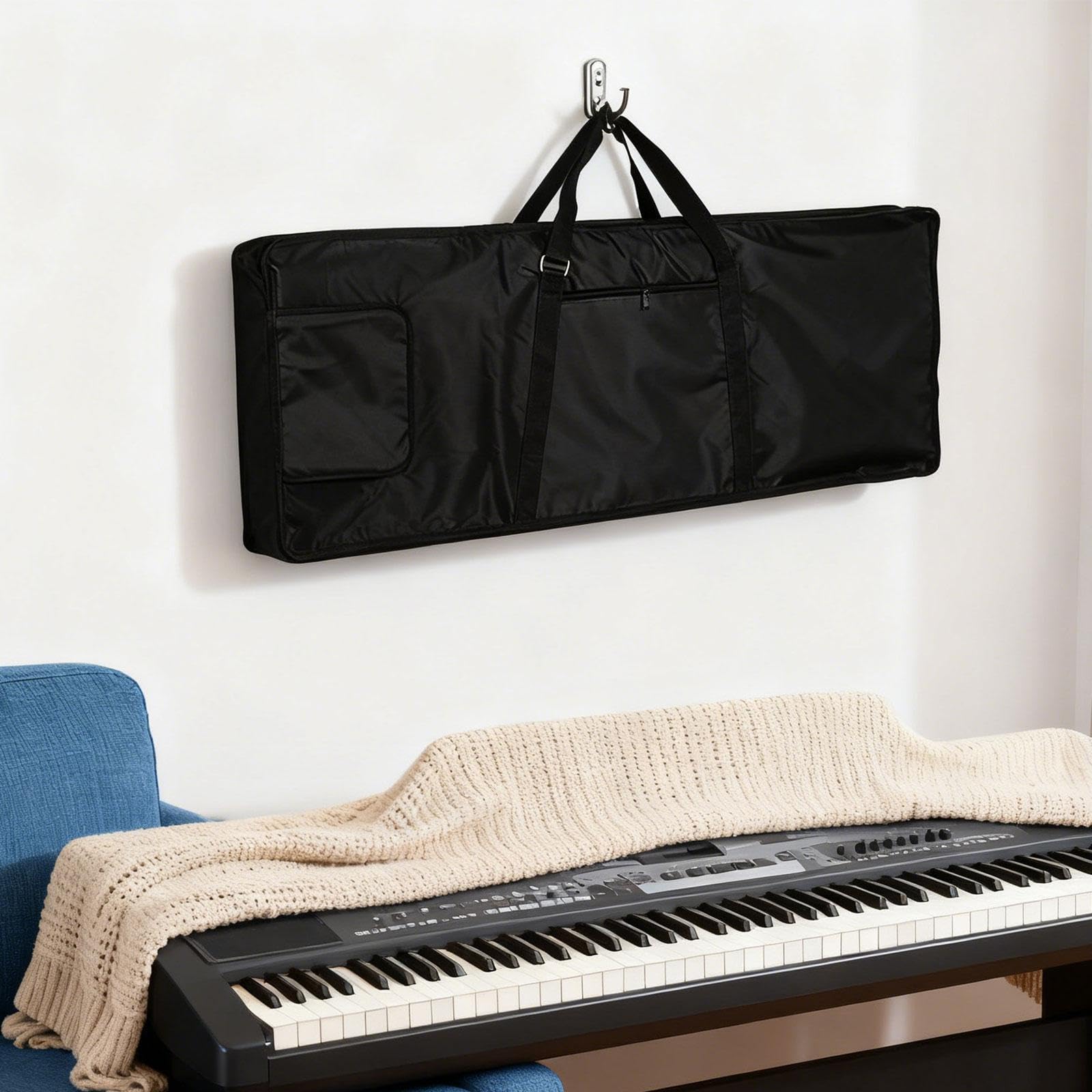 TISHITA Estuche para Piano Eléctrico de 61 Teclas con Bolsillo, Tela Oxford, 41'' X 16" X 5'', Bolsa de Almacenamiento