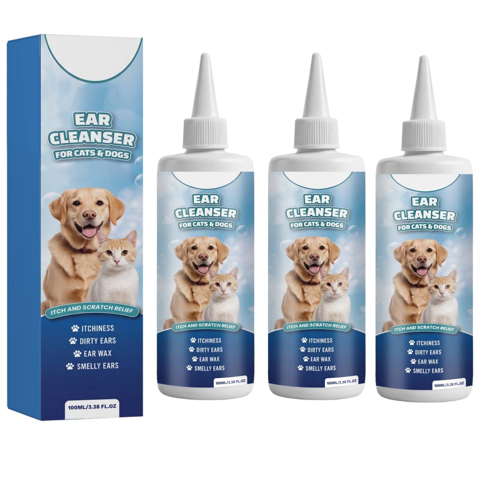 Générique nettoyant Oreille Chien et Chat Soulager Les démangeaisons