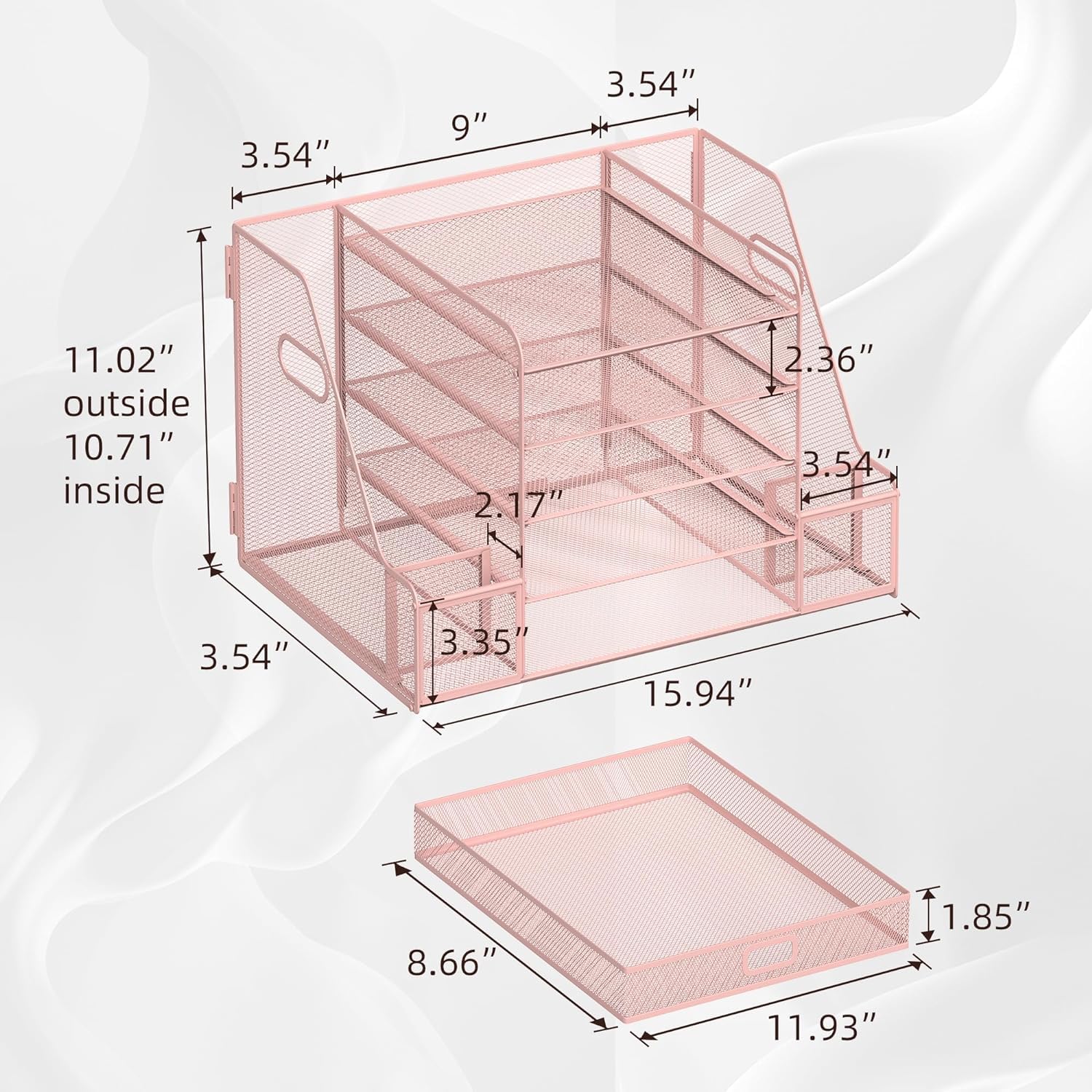 Organizer da scrivania a 5 livelli con porta documenti, vassoio per lettere in rete con porta riviste, organizer da scrivania e portaoggetti con cassetto per forniture per ufficio, casa o