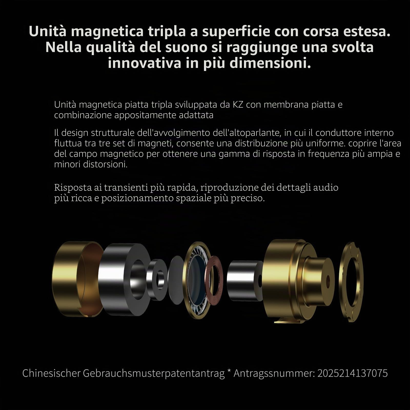KZ Duonic Cuffie In Ear Gaming, In Ear Monitor con Triplo Driver Magnetico Planare e Doppio Driver Dinamico Superlineare, Auricolari HiFi IEM per gamer, audiofili
