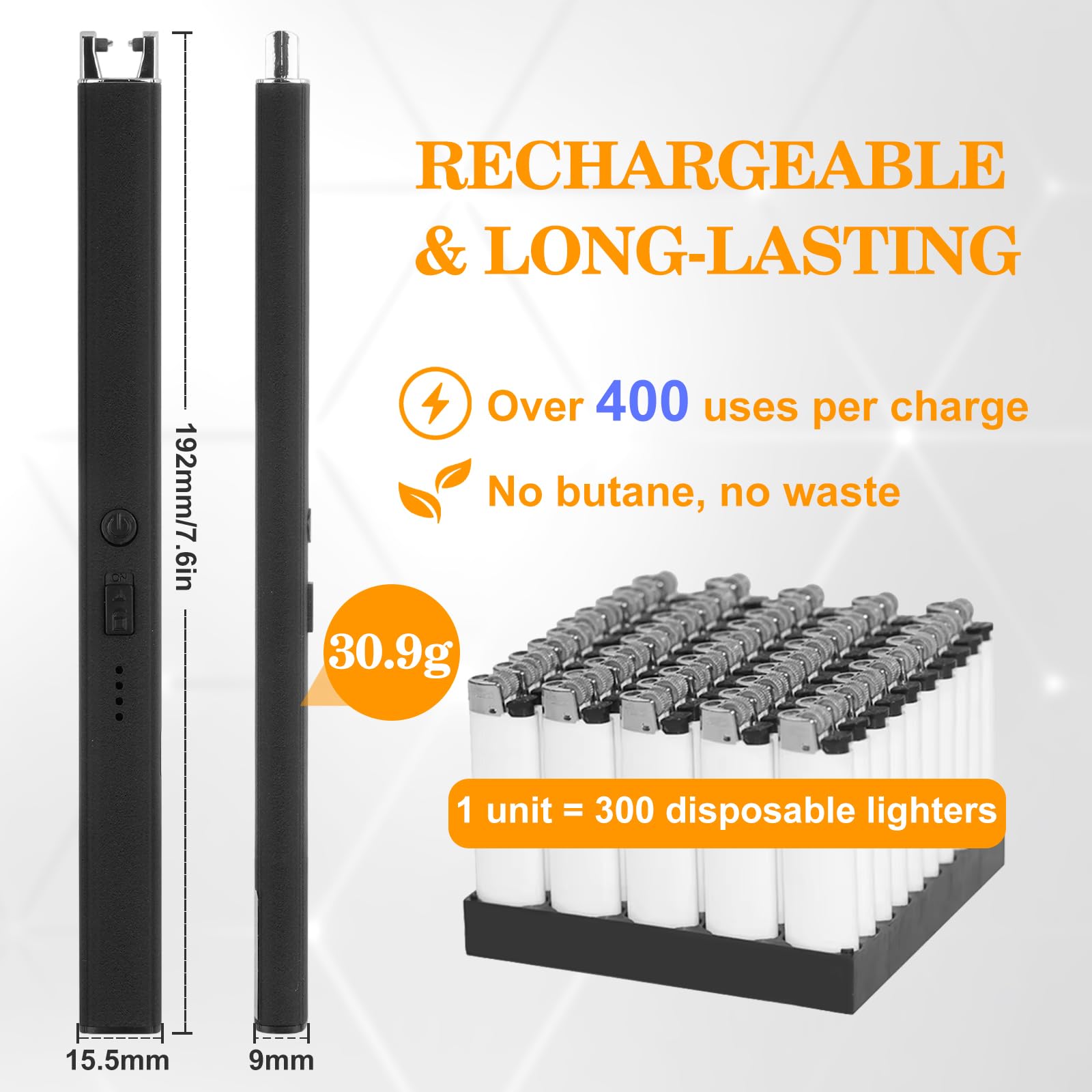 2 Piezas Encendedor Eléctrico de Arco, Recargable USB con Indicador LED, Resistente al Viento Sin Butano, Doble Seguridad, Negro y Plateado, Ideal para Velas, Cocina, Chimenea y Camping - 4