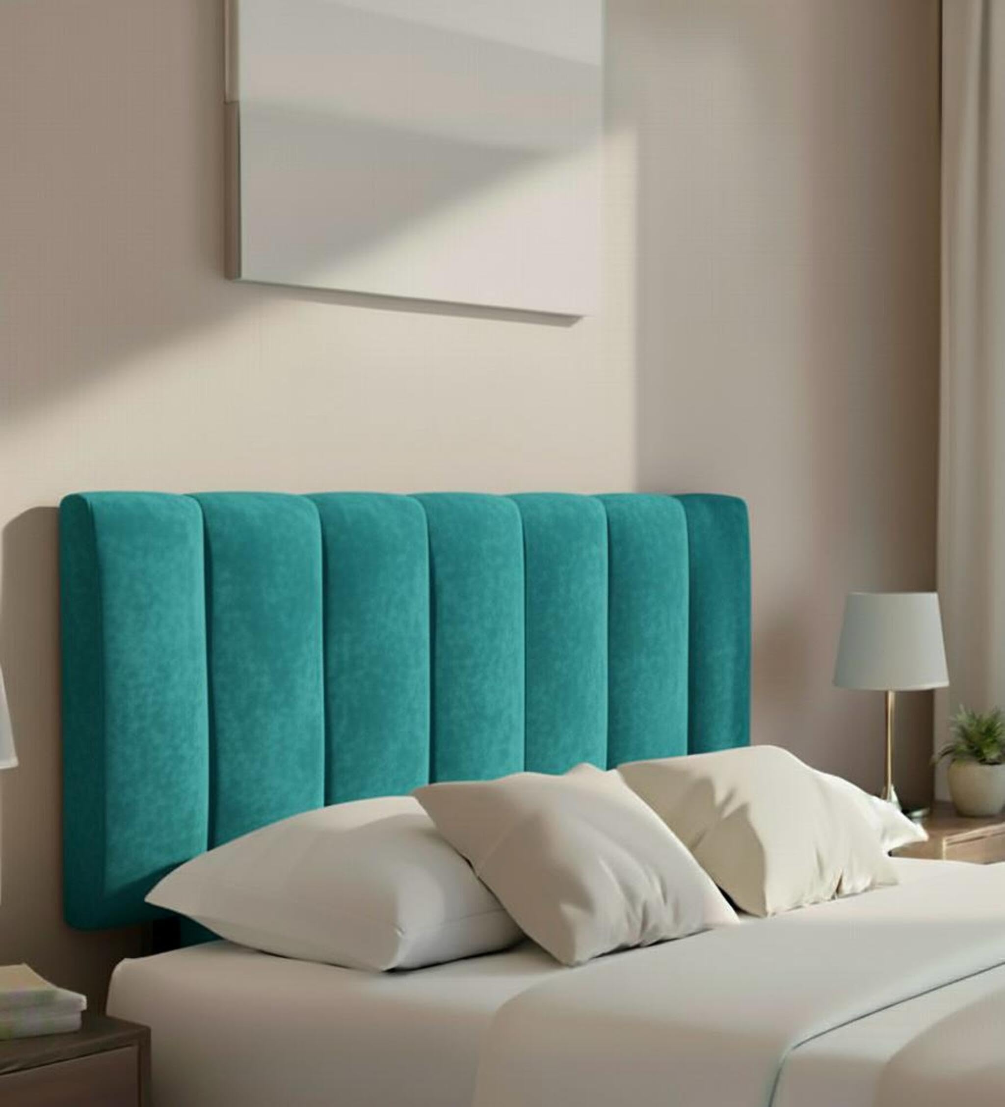 Hannah Portland Velvet Headboard, Plush Lined Design for Divan Beds, Luxury Bedroom and Hotel Furniture Height 20inch (Teal, Single 3ft) — image 1