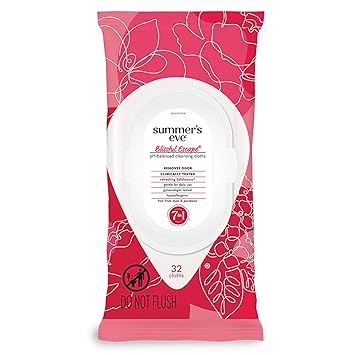 Summer's Eve Blissful Escape Feminine Wipes, Gentle pH-Balanced Formula Helps Control Vaginal Odor, Resealable Pack, 32 Wipes