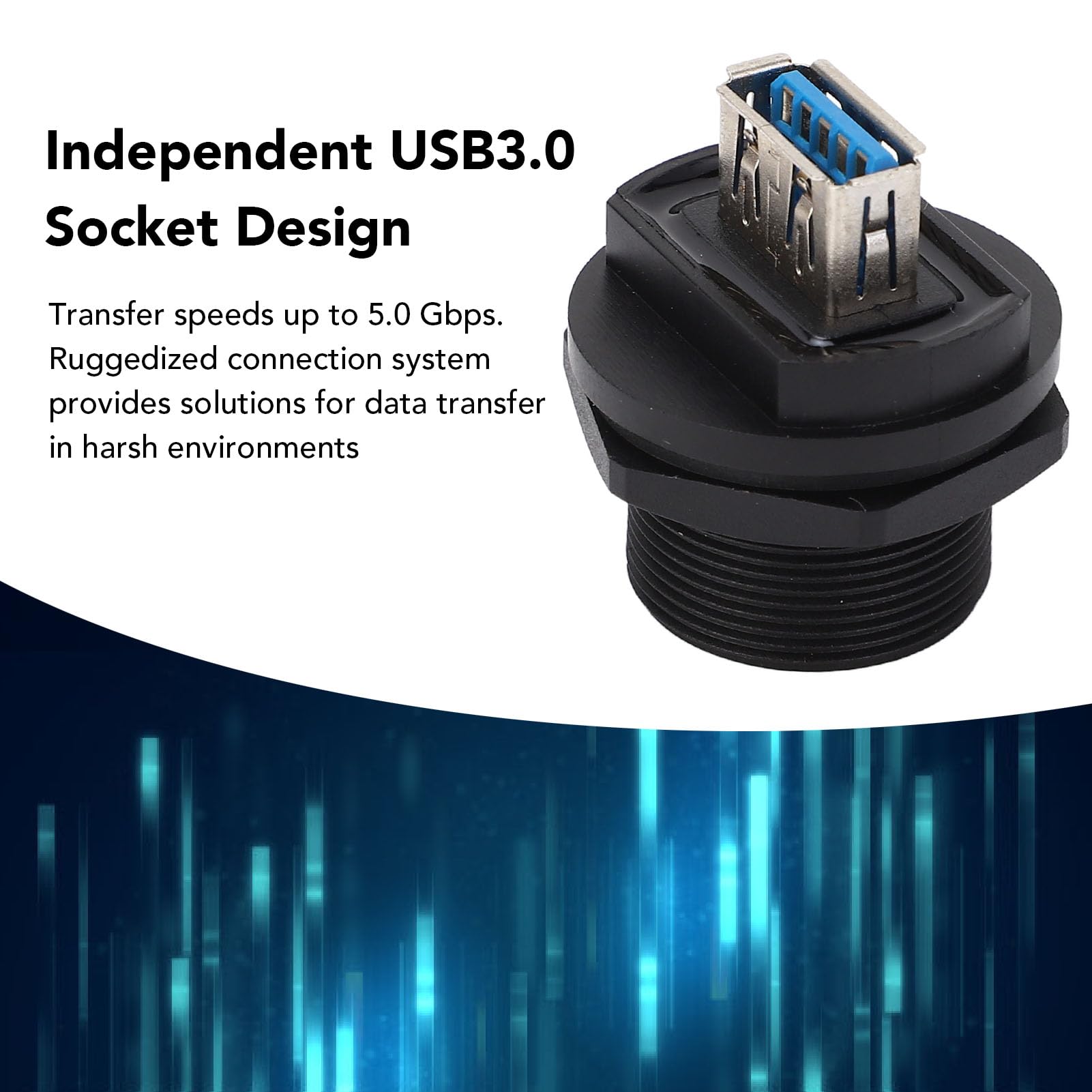 Oumefar USB 3.0 Dual Female Connector, Double Head Threaded Rear Panel Socket Industrial Double Head Coupler Adapter for Communicating Devices Plastic Housing