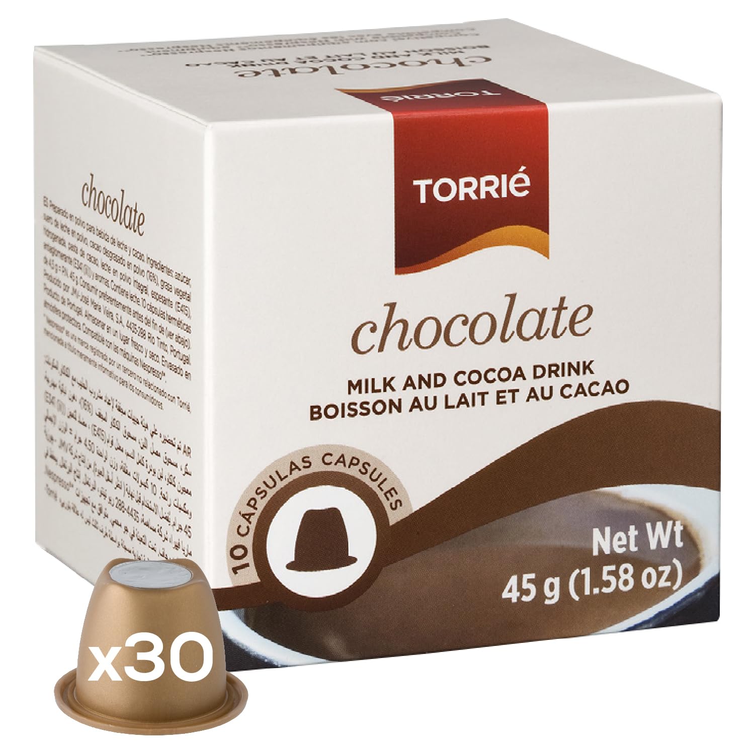 Torrié Hot Chocolate Compatible with Nespresso® | Perfect for Iced Café Mocha, Chocolate Macchiato, Mocha Latte (30 pods)