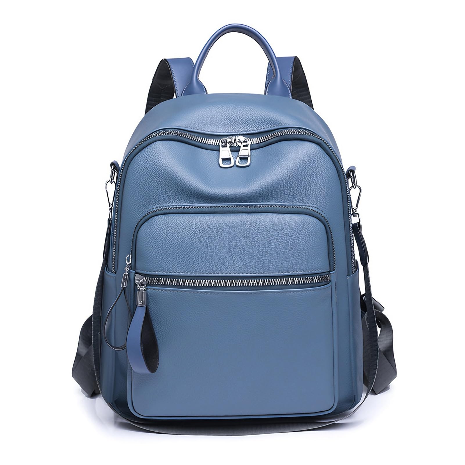LY&SQ PU Leather Backpack Purse for Women Shoulder Bag Waterproof Daily Fashion Multi Pockets Casual Ladies Travel Bags(Blue)