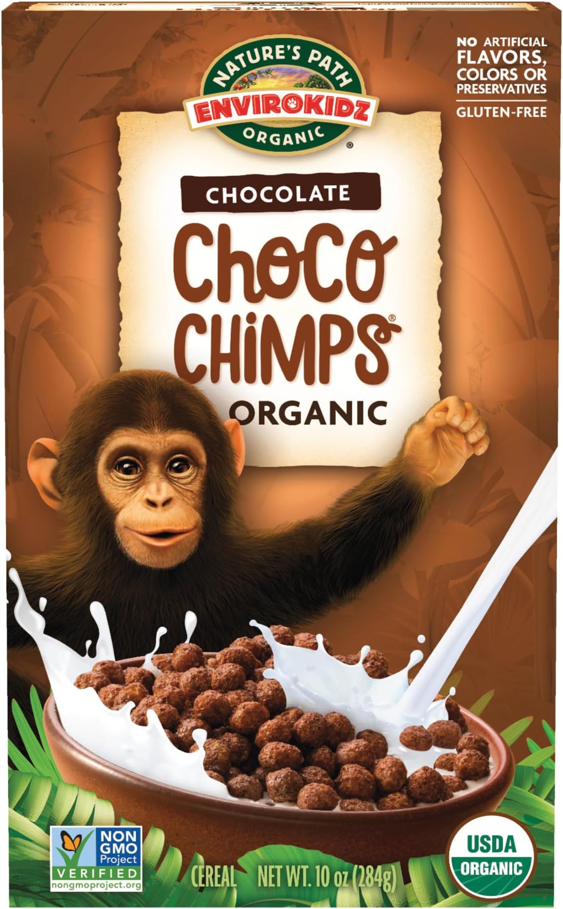 Nature's Path Organic Gluten Free Cereal, EnviroKidz Chocolate Breakfast Cereal, Choco Chimps 284 g Box