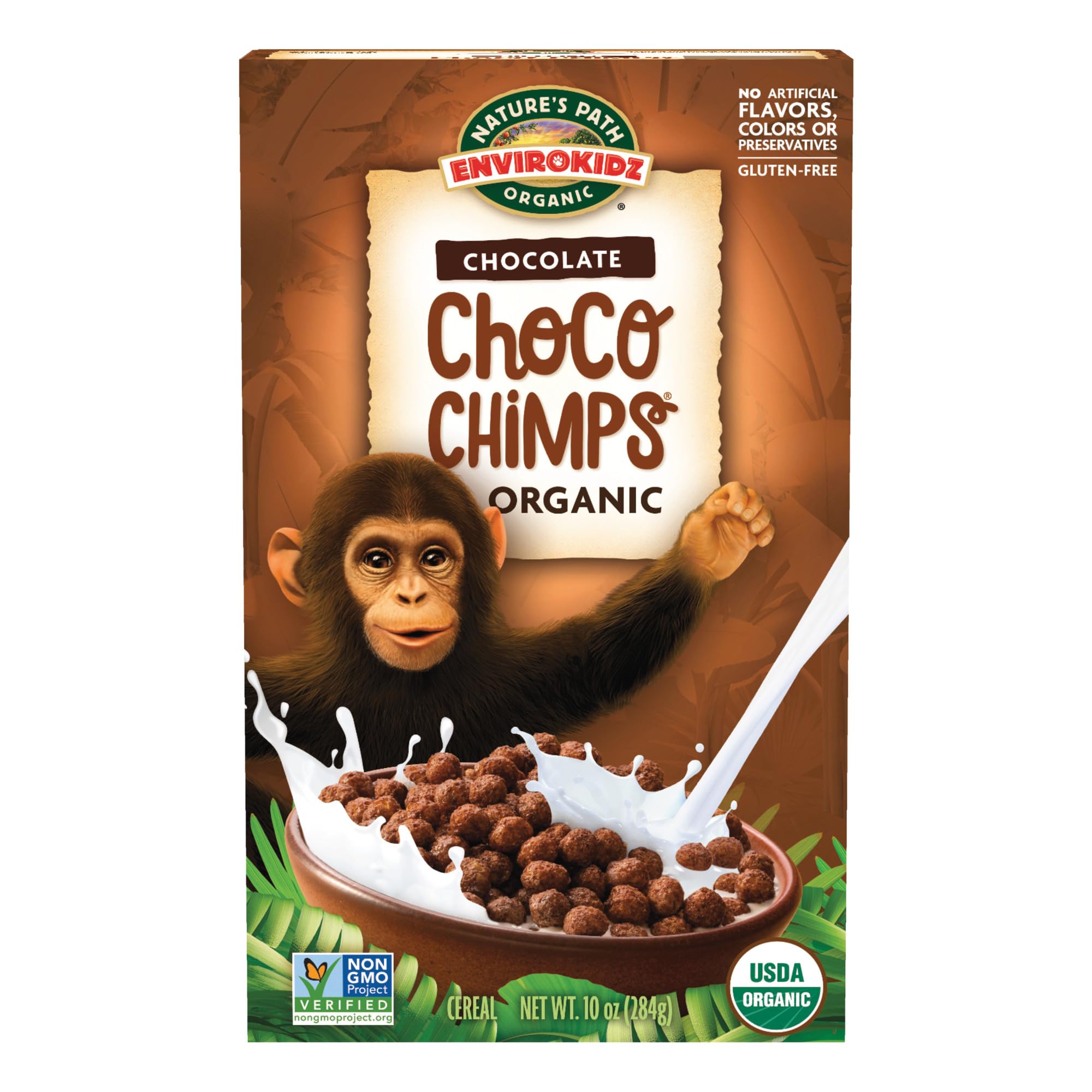 EnviroKidz Organic Choco Chimps Cereal, 10 oz (Pack of 1), Chocolate, Gluten Free, Non-GMO, Fair Trade, by Nature's Path
