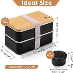 Bento Box Adult Lunch Box,Lunch Box with Compartments(47oz),Stackable Adults Bento Lunch Box,Rectangle Lunchable Food Container with Utensil Set,Salad Box,Leak-Proof Lunchbox,Microwave/Dishwasher Safe