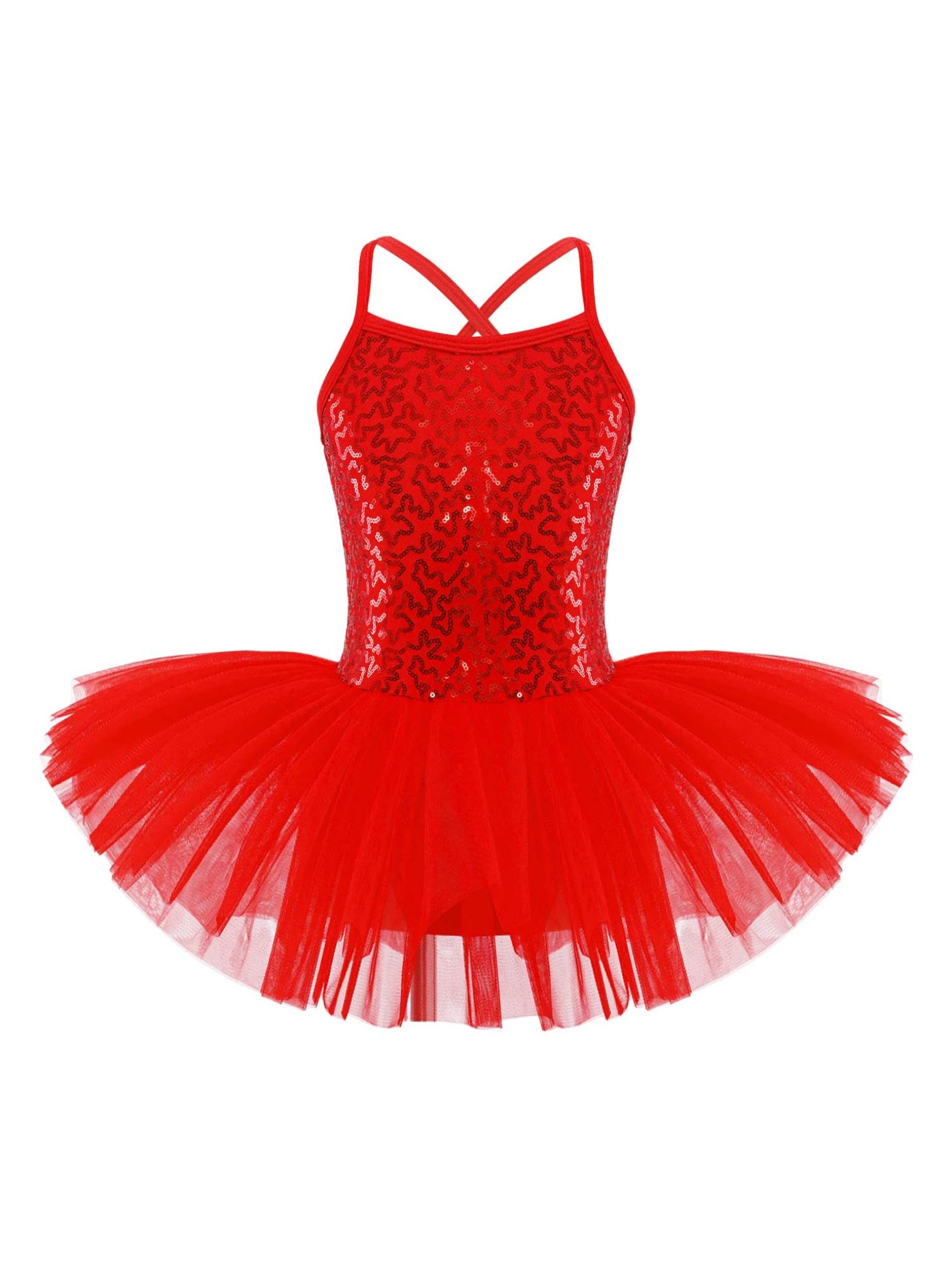 Oyolan Vestido de Danza Ballet Niña Princesa Vestido Tutu Lentejuelas Espalda Cruzada Traje Ropa de Baile Maillot Monos de Danza Clásica Traje de Bailarina — view 10