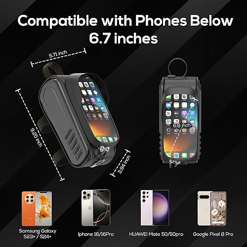 Miniatura 7 de VARUN Bolsa para marco de bicicleta con ventana táctil, bolsa de tubo impermeable para teléfono, bolsa de almacenamiento de tubo superior a prueba