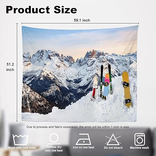 Miniatura 5 de Shrahala Tapiz de pared blanco de nieve de invierno, colorido tapiz grande para colgar en la pared, tapiz decorativo de fibra de poliéster,