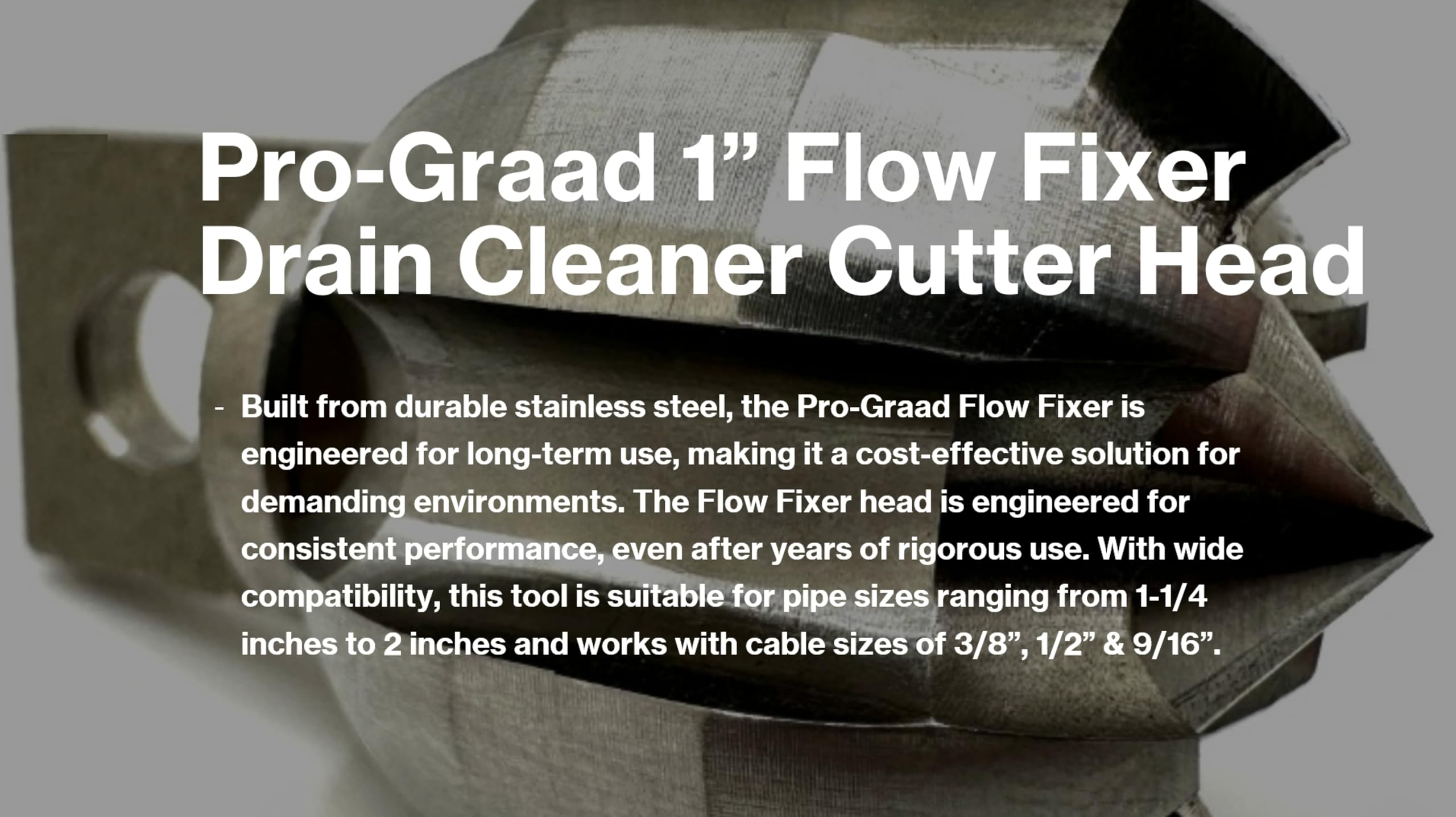 1" Flow Fixer Drain Cleaner Head - Plumbing Snake Cutter For 1-1/4" To 2" Pipes