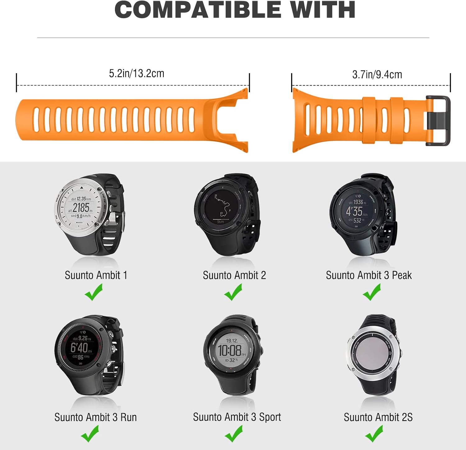 Bracelet Caoutchouc Neuf Pour Suunto Ambit 3 Peak, Ambit 2 & 1 – Sangle Silicone Souple Avec Boucle Inox