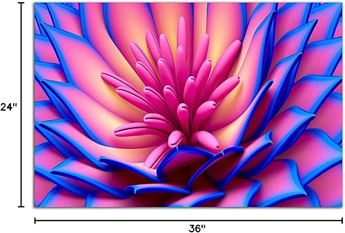 Miniatura 6 de Startonight Arte de pared de vidrio acrílico, decoración de flores azules y rosas, obra de arte brillante de 24 x 36 pulgadas, decoración del hogar