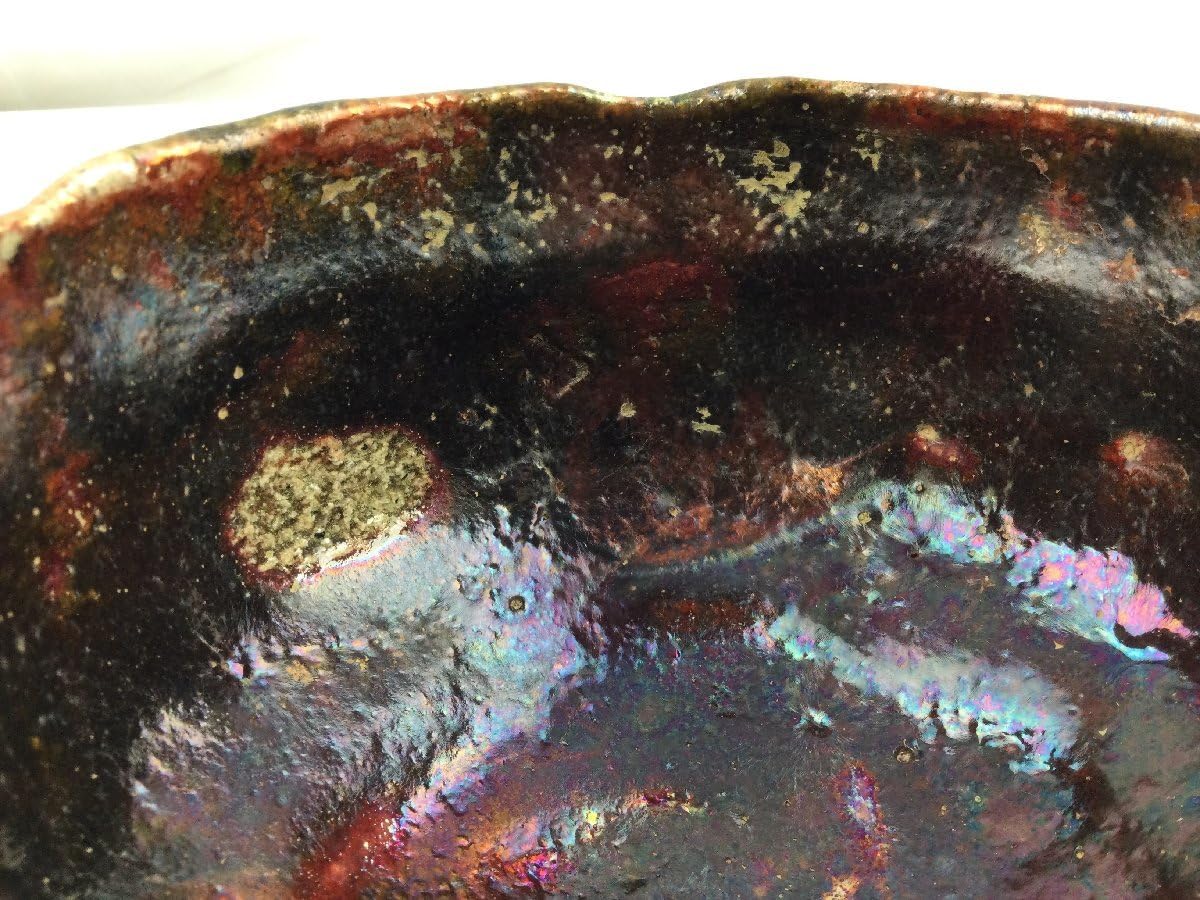 Amazon.co.jp: 三加藤石春 楽茶碗 立田錦 芳幽軒 共箱 抹茶茶碗 茶道具