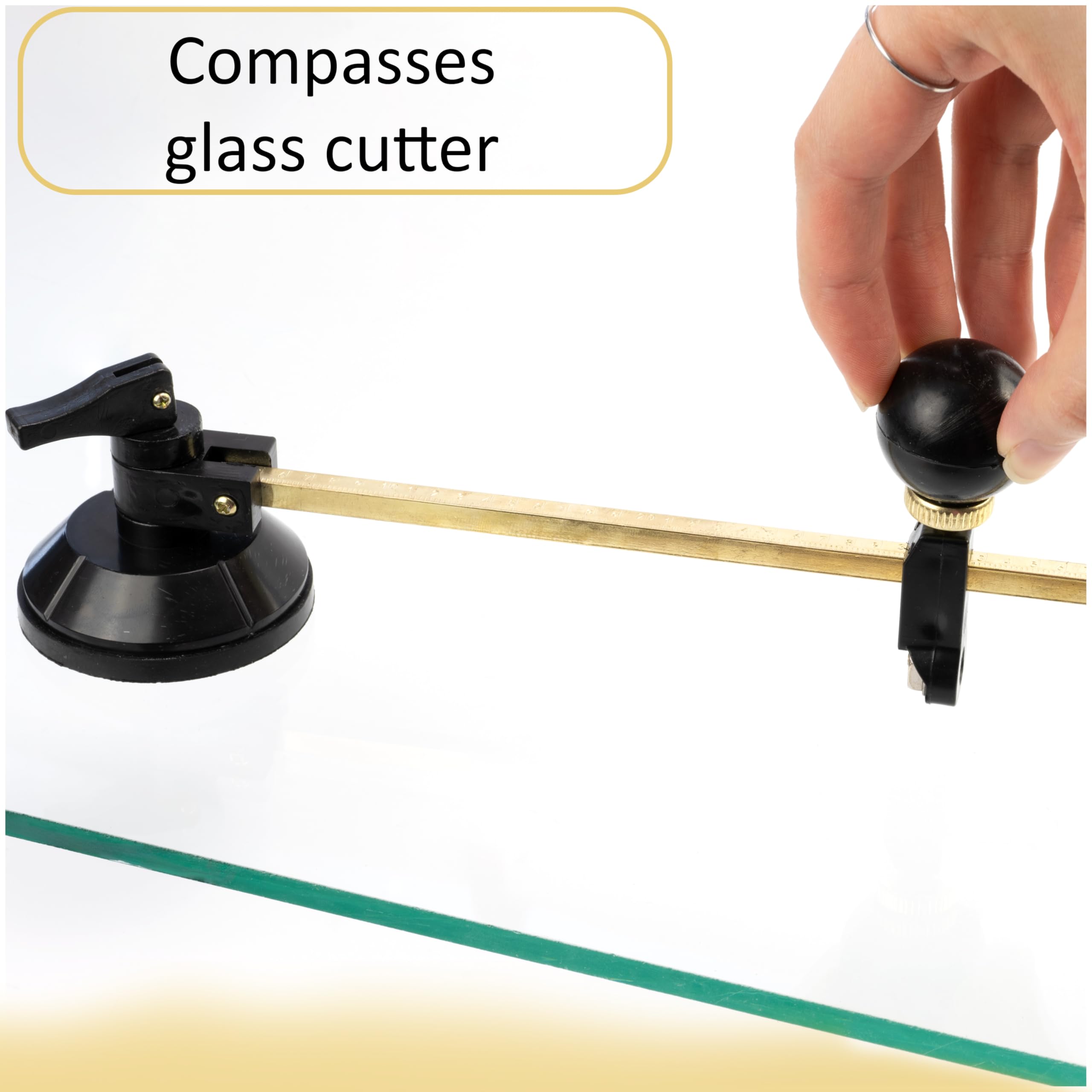 AERZETIX - C77177 - Einstellbarer runder Glasschneider mit Saugnapf und 6 Wolframkarbidklingen - max. Schnittdurchmesser Ø60 cm