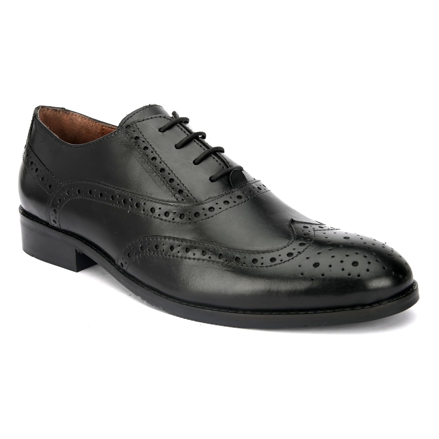 San Frissco Men’s Lace-up Brogue Formal Shoes with Cushioned Insole | Classic Genuine Leather Comfortable for Formal Occasions, Office Wear, and Business Meetings with TPR Sole