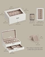 Vista 34 de SONGMICS Caja de reloj, organizador de 20 ranuras para reloj con tapa de vidrio grande, almohadas extraíbles, cerradura de metal, regalo para seres