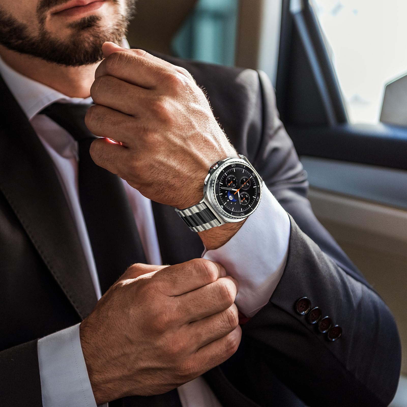 Metalowy pasek kompatybilny z Samsung Galaxy Watch 7, 6, 5, 4 FE, 44 mm, 40 mm, bez szczelin, do Galaxy Watch 6 Classic 47 mm, 43 mm / 5 Pro 45 mm