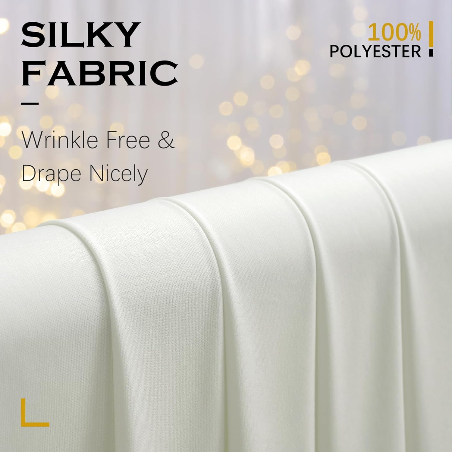 20ft×12ft Ivory Backdrop Curtain for Wedding Parties, 4 Panels Wrinkle Free Polyester Photo Backdrop Drapes Back Drop Cloth for Birthday Photography Background