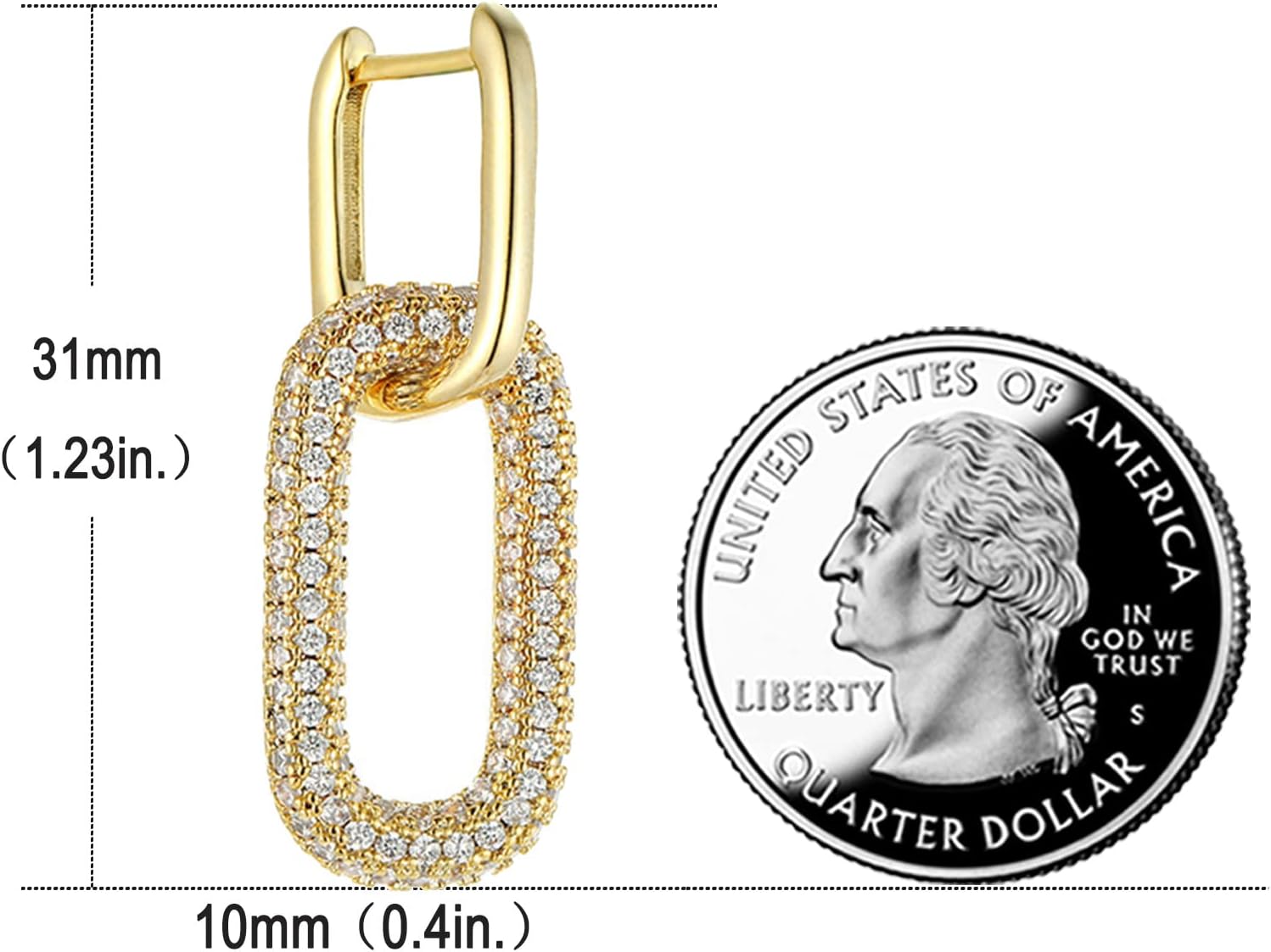 Chunky Geometric Drop Dangle Earrings for Women 14K Gold Plated Paperclip Lightweight Hoop Earrings Jewelry Trendy Hypoallergenic - Image 5