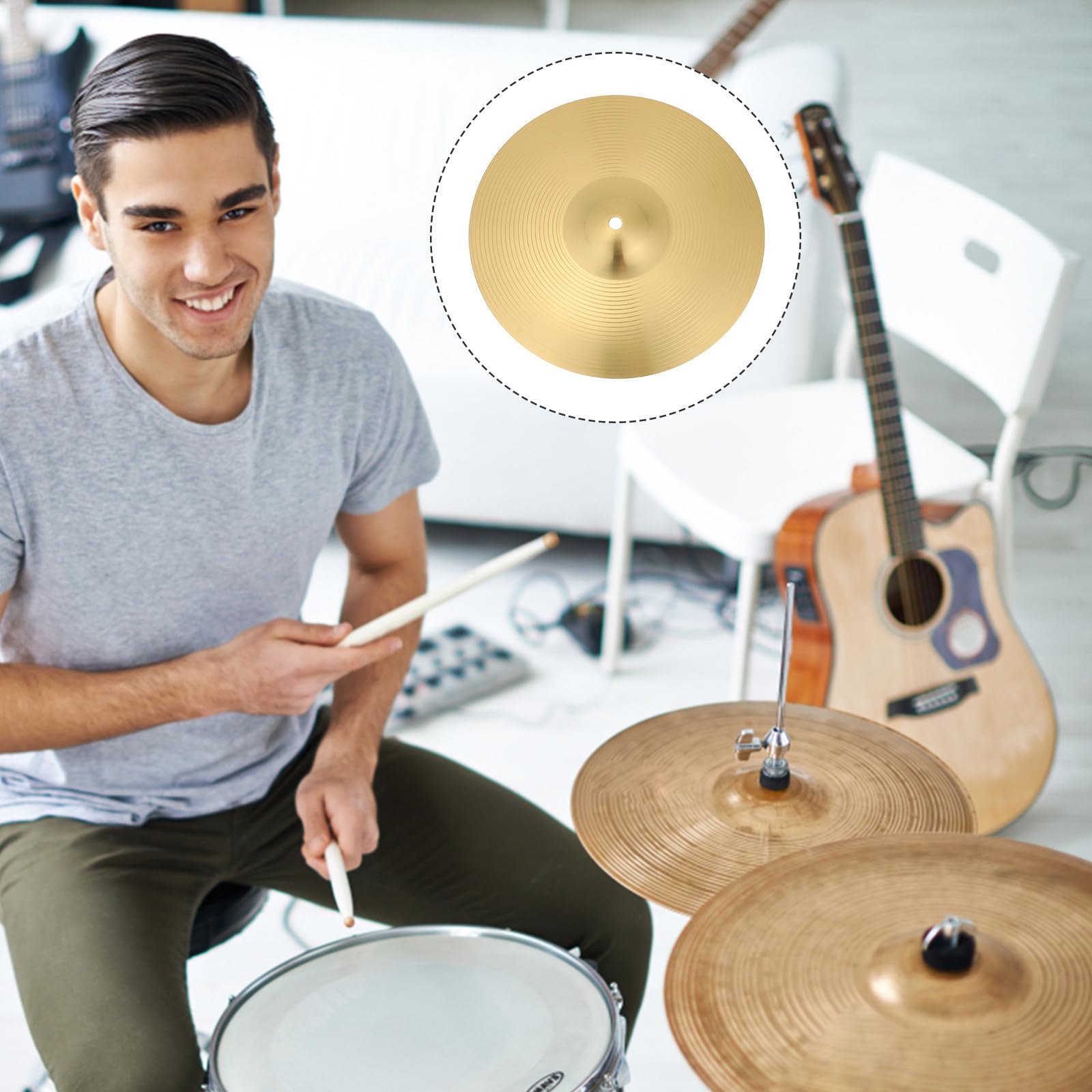 Set de Cymbales en Laiton 12 Pouces pour Batterie Jazz, Accessoire Percussion Solide Son Clair, Compatible Kit de Batterie