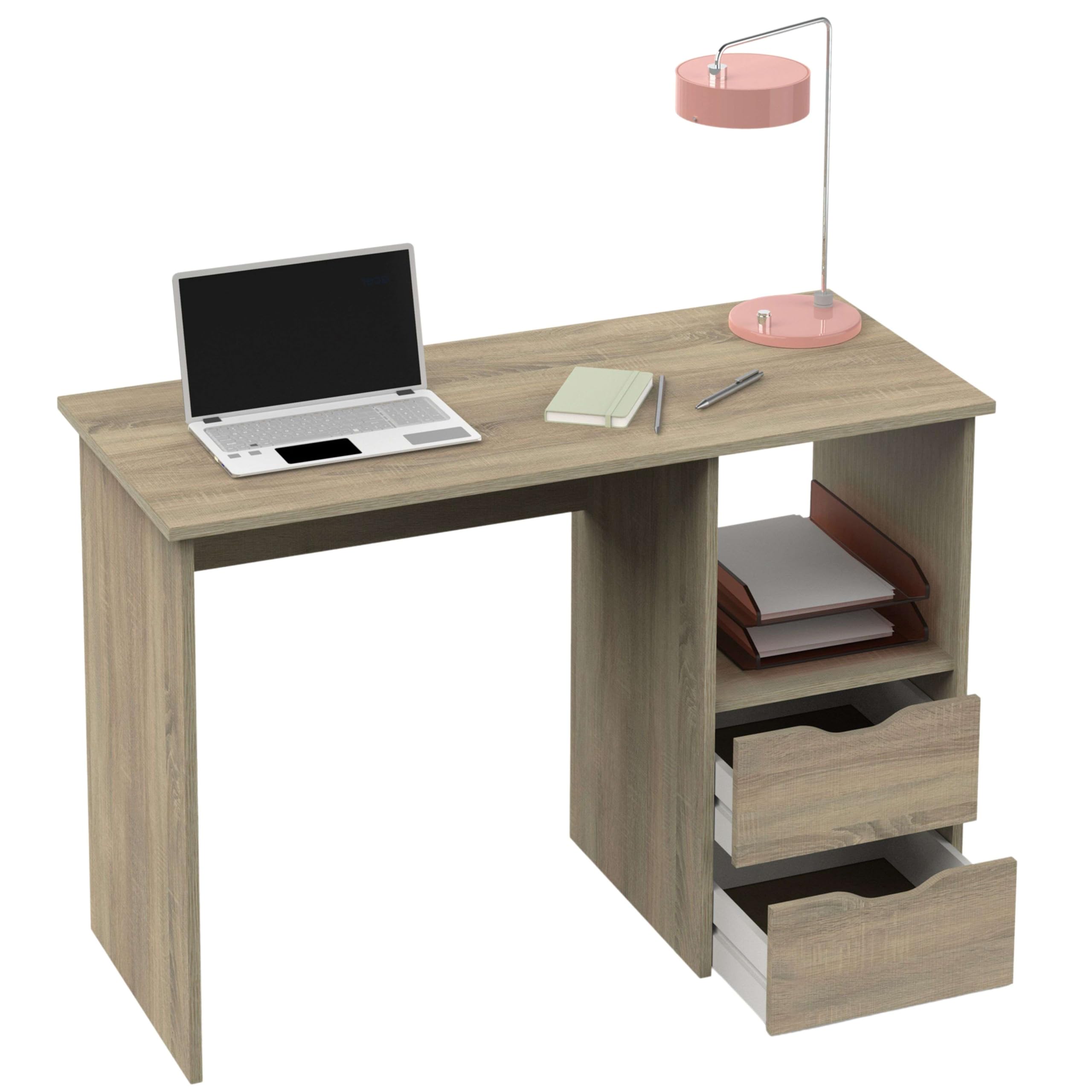 MUEBLES PITARCH | Scrivania con 2 cassetti, tavolo da studio, per adolescenti, rovere Cambrian, 76x115x50cm (altezza x larghezza x profondità) vintage, collezione Tibet