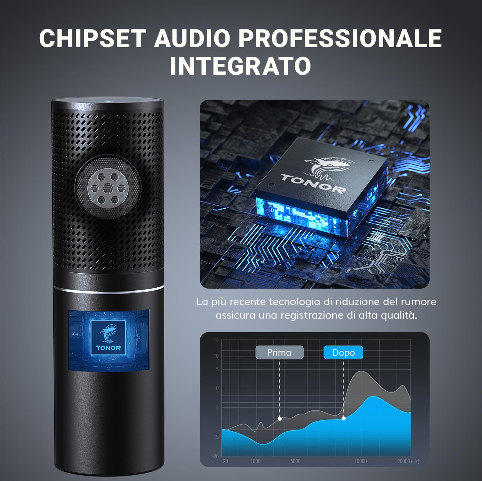 TONOR Microfono PC per PC, USB Micro Podcast, con funzione renale, con supporto per braccio, Brodcasting Mic Studio Micro, Microfono per registrazione in Streaming, YouTube Twitch, Q9 Nuovo Modello