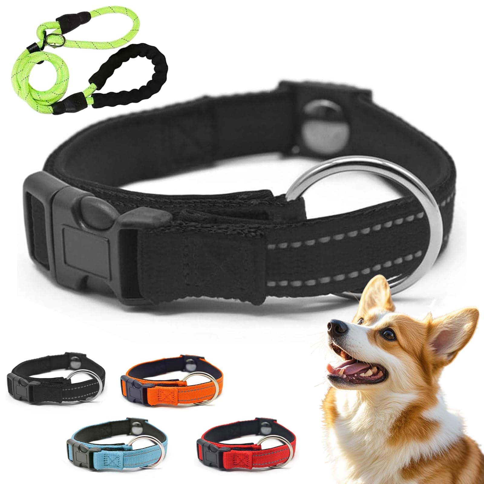Pawliberation Magnetic Dog Collar, Pawliberation Dog Collar, Double-Layer Fabric with Breathable and Reflective Design, Magnetic Safety Reflective Dog Collar for Small Medium Large Dogs (Black)