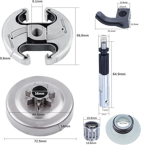 Miniatura 5 de Adefol . Kit de 8 tambor de embrague 7T de 325 pulgadas para motosierra Husqvarna 340 345 350 445 450, kit de tambor de embrague 345 con bomba de