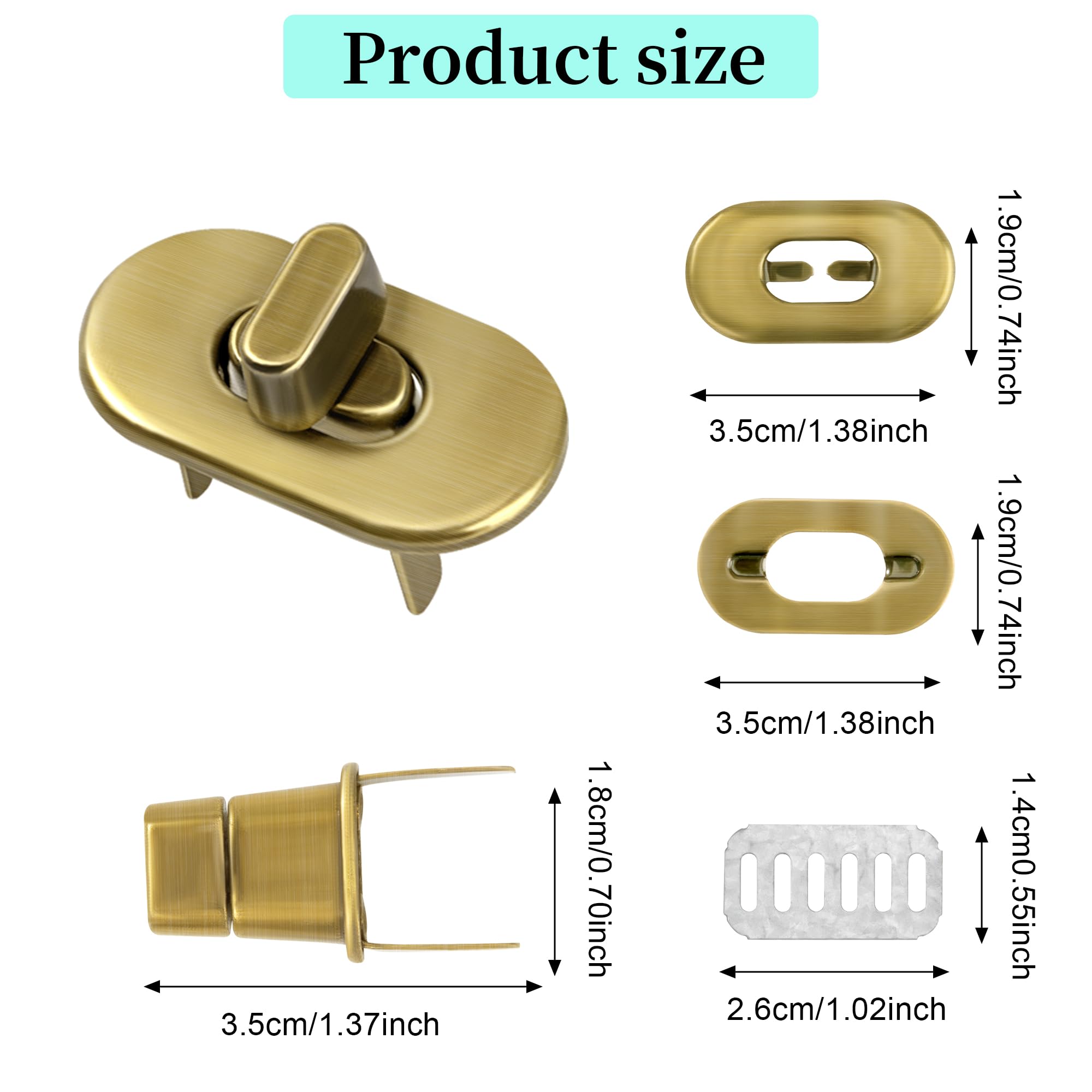 Fermoir Collier 4PCS Sac à Main Twist Turn Lock Papillon Verrou Sac à Main Fermoir Lock Accessoires Fermeture Fermeture Sac