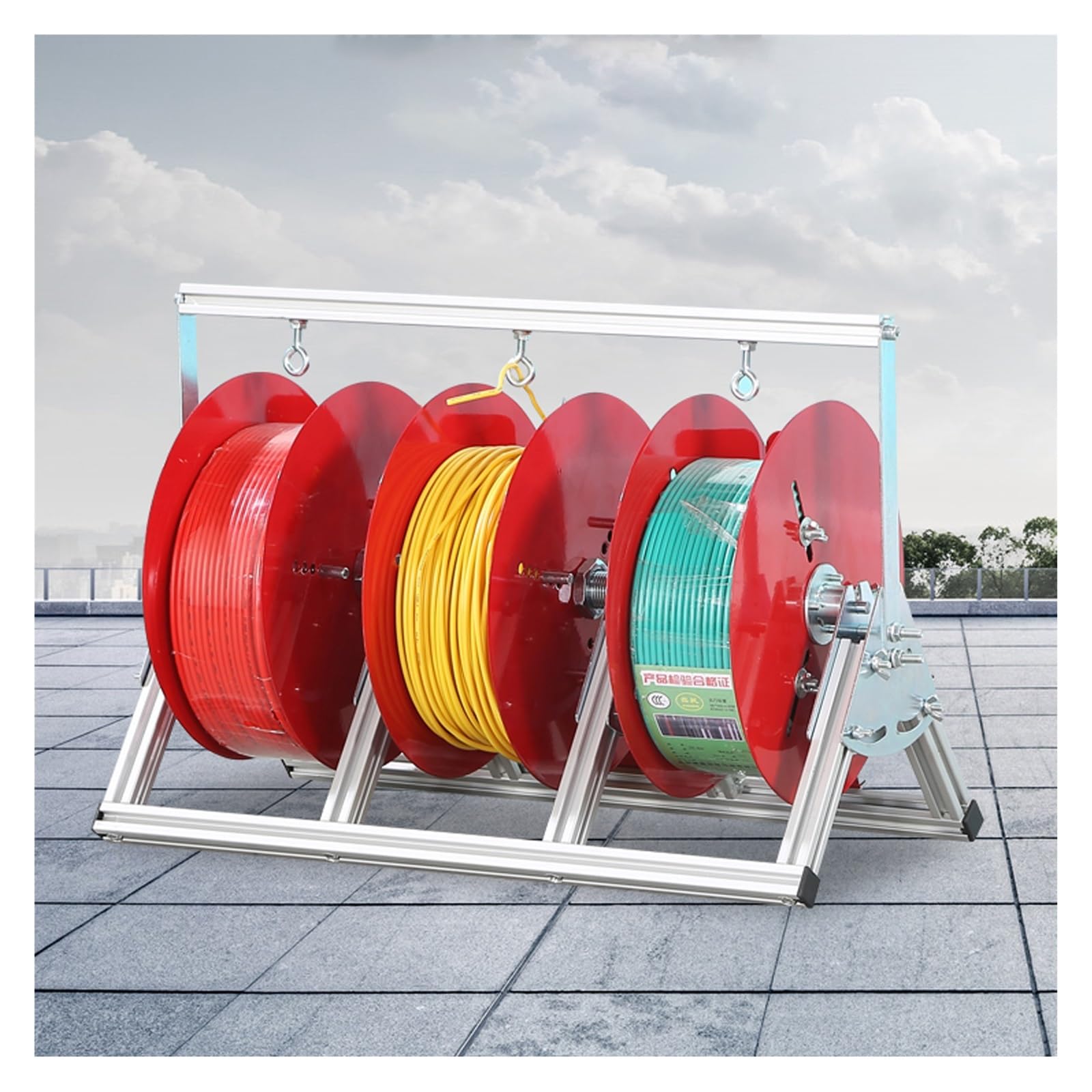 svolgitore di cavi Supporto Mobile Per Bobine Di Cavi Elettrici/ Industriali - Supporto Per Bobine Di Cavi Per Fili Inferiori A 6 Millimetri Quadrati - Distributore Di Fili E Cavi(3 reels)
