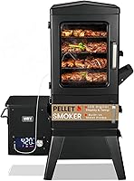 ATSENT Vertical Pellet Smoker Grill with Cover: 616 Sq In, Meat Probe, Hooks, LED Temp Control up to 420°F for Perfect BBQ