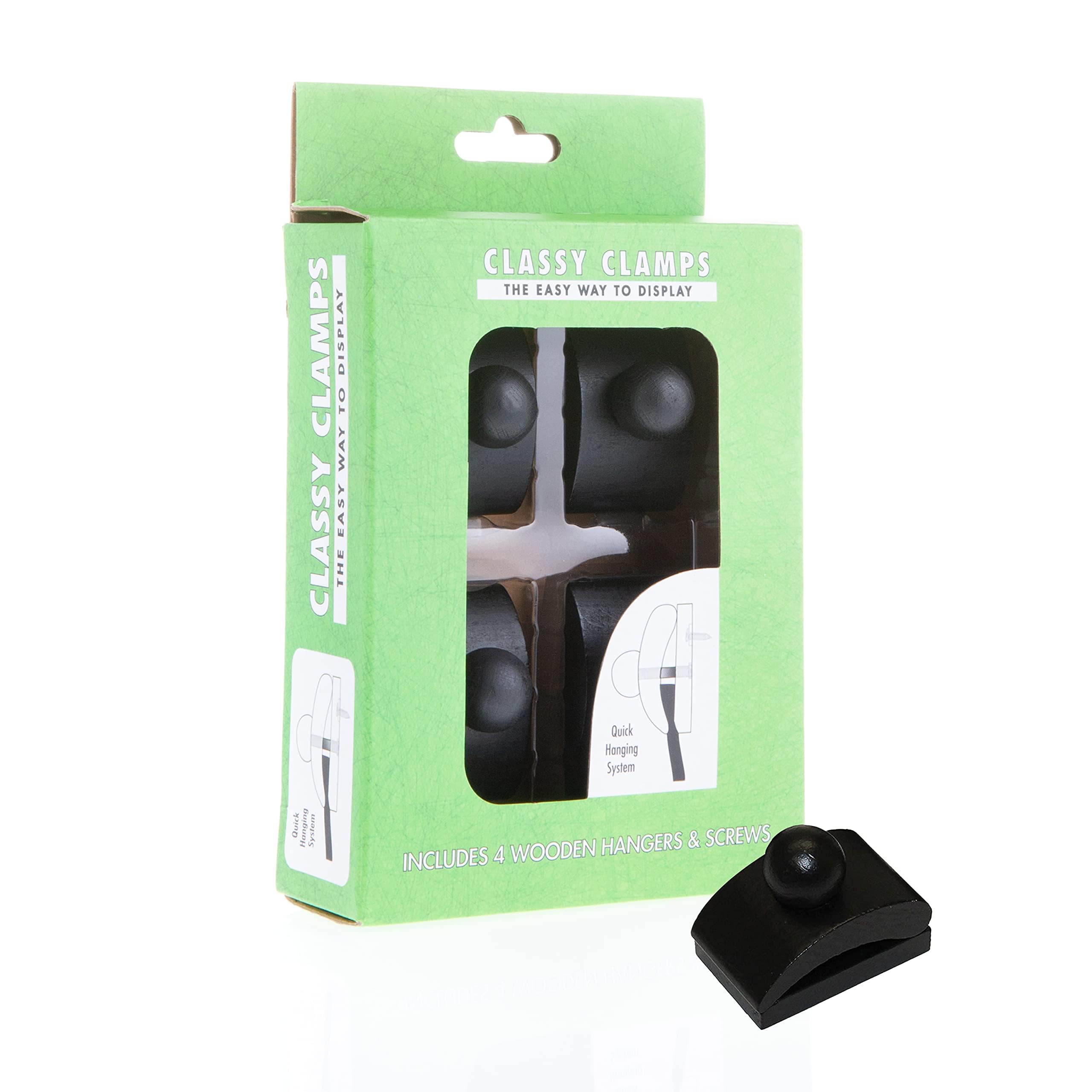 Precision Quilting Tools Classy Clamps Wooden Quilt Hangers – 4 Small Clips (Black) and Screws for Wall Hangings. Hang up and Display Quilts, Tapestries, Rugs, Fiber Art, and More!
