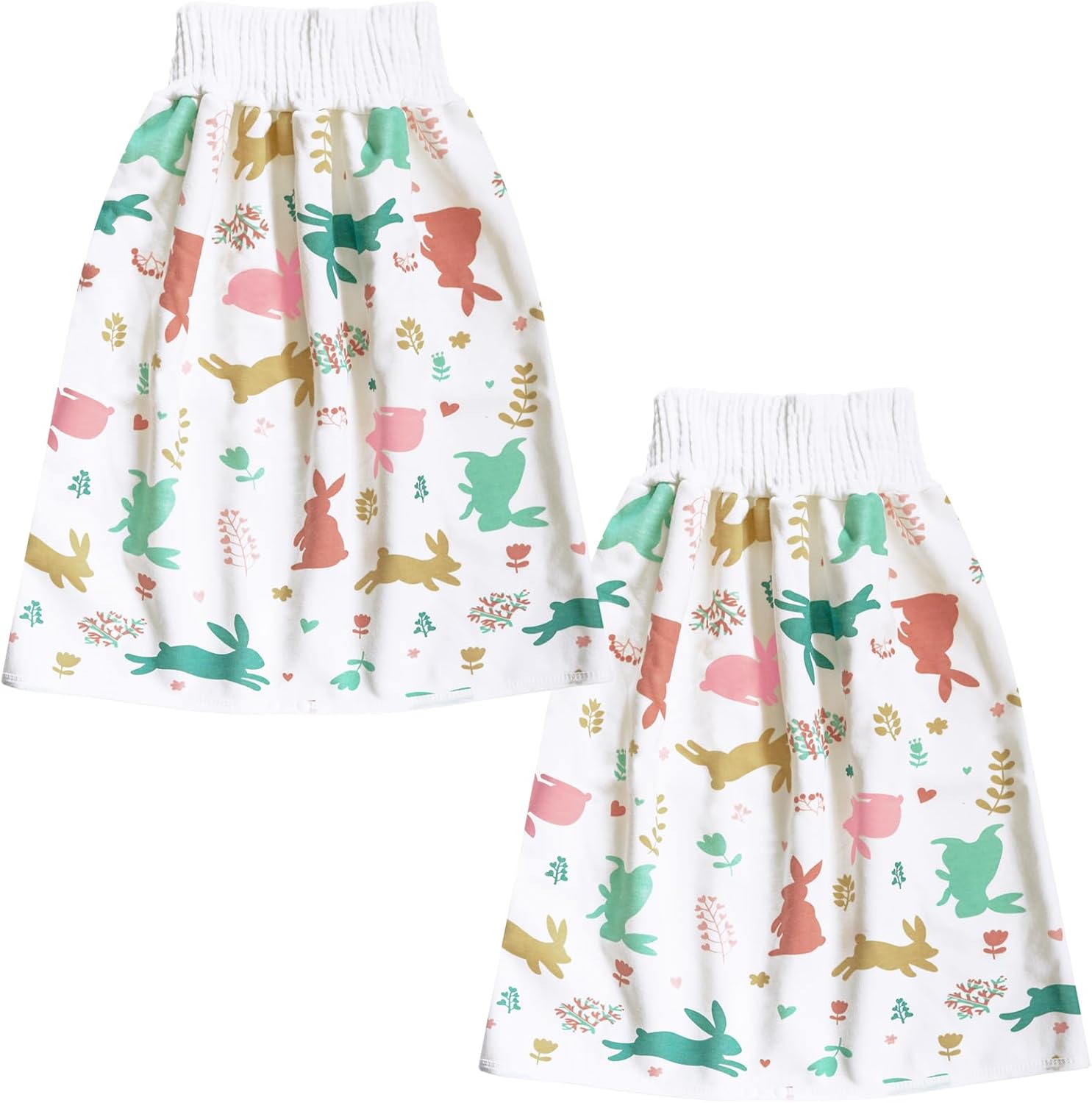 Waterproof Diaper Skirt for Baby Toddler Bed Wetting Training Diaper Shorts for Boys and Girls Night Time (Rabbit+Rabbit) - M