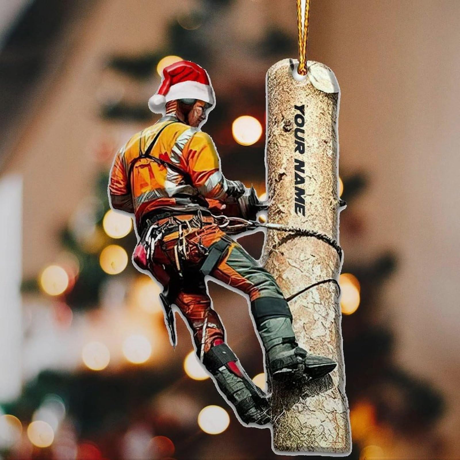 Luckluccy Personalized Arborist Ornaments,Arborist Ornament,Carpenter Ornaments Woodworking Woodworker Logger Lumberjacks Tree Climber Ornament(style 2)