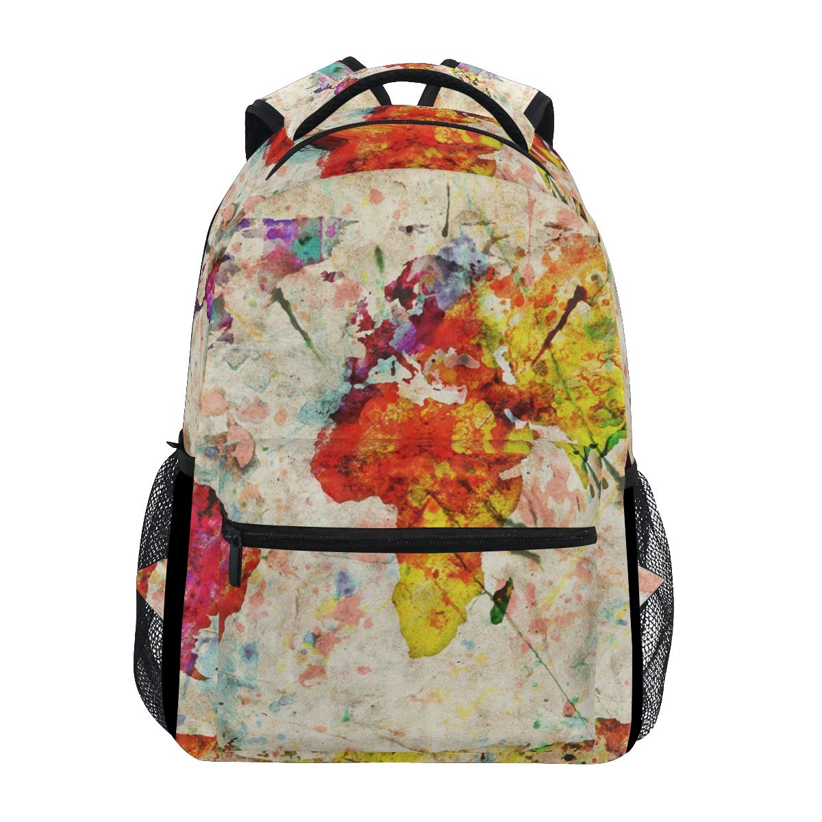 WowPrintWorld Map Abstract Art Backpack Book Bag Shoulder School Backpacks Rucksack Hiking Travel Daypack Casual Bags